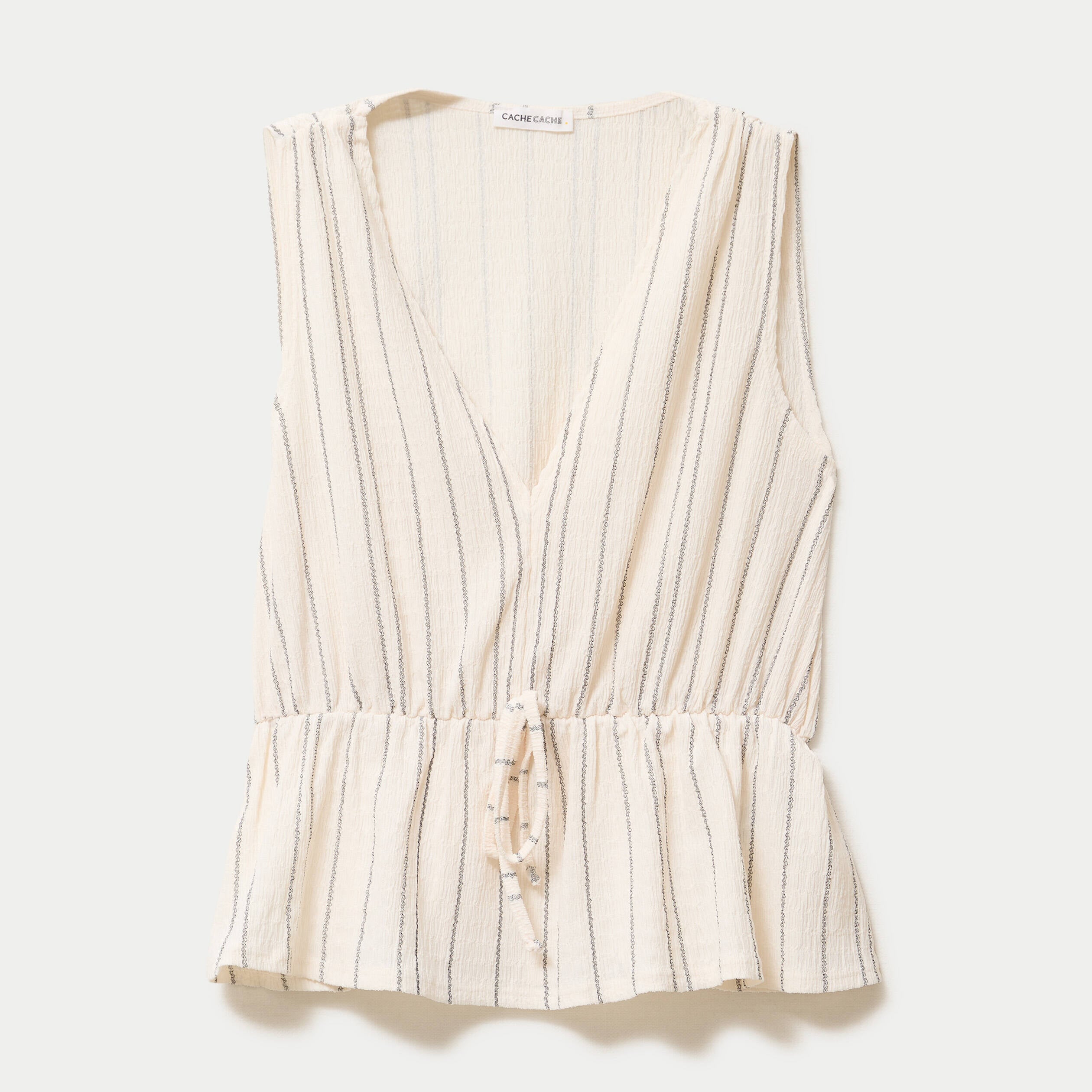 Blouse sans manches col v blanc femme
