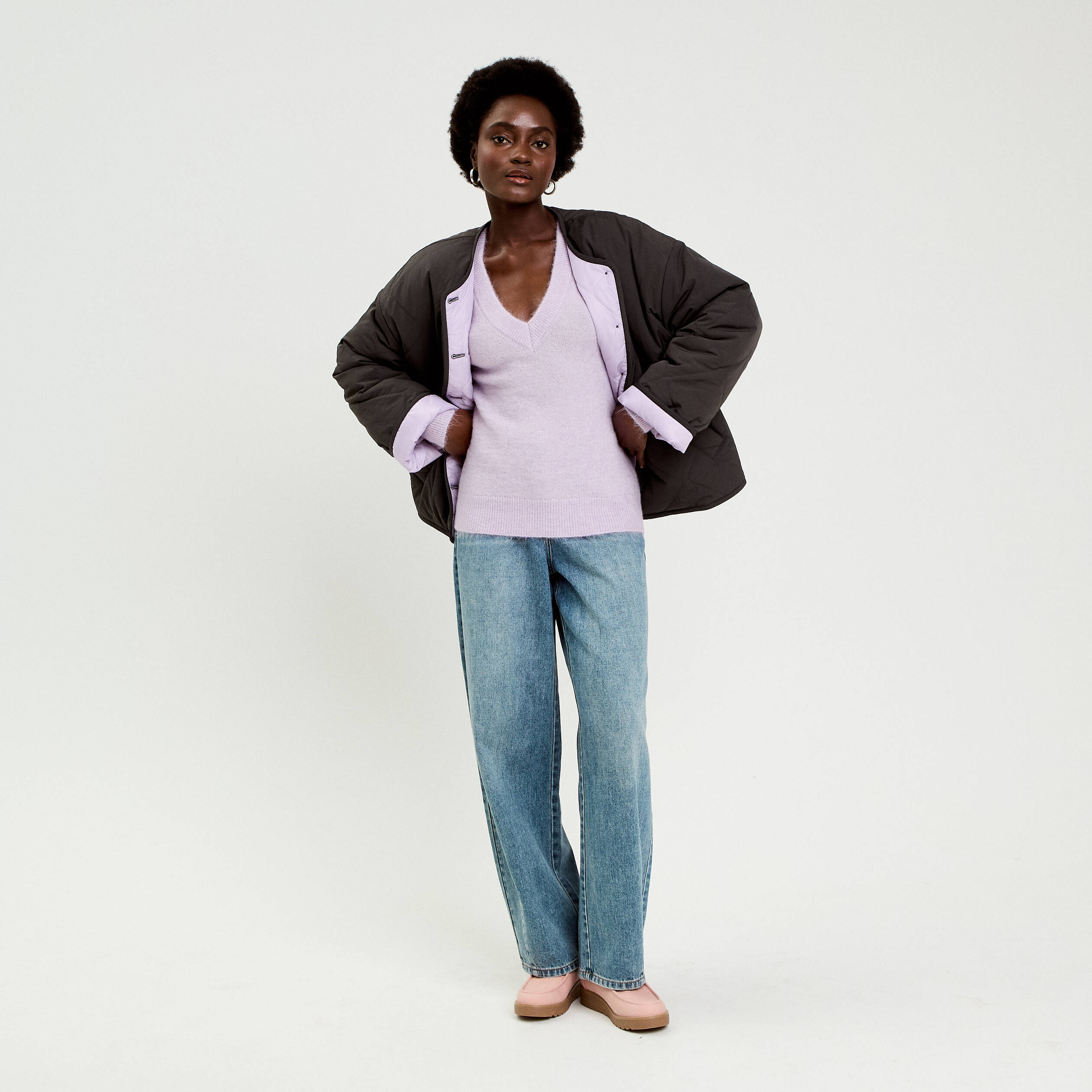 Pull duveteux parme femme