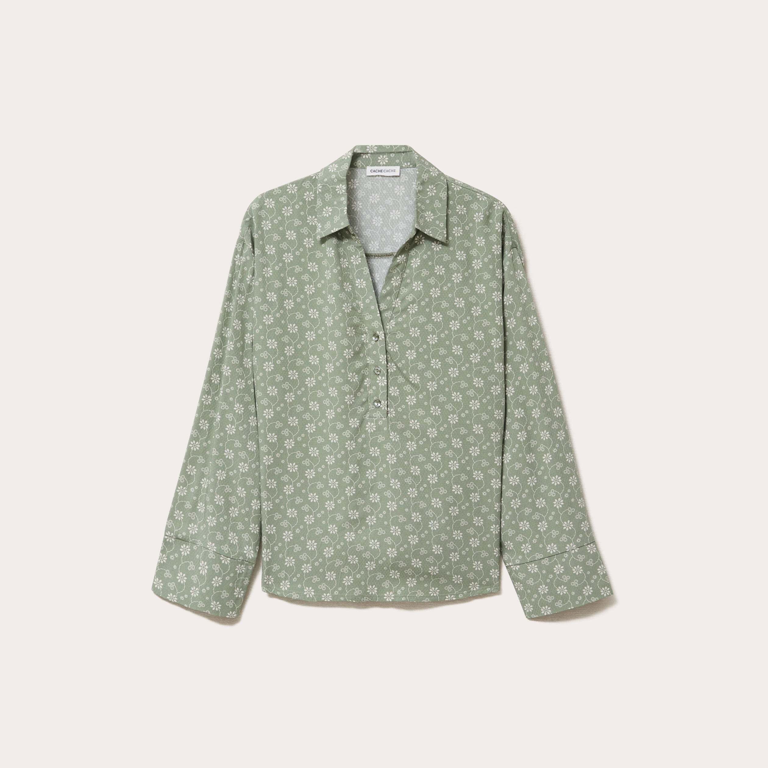 Vareuse droite courte col classique vert femme