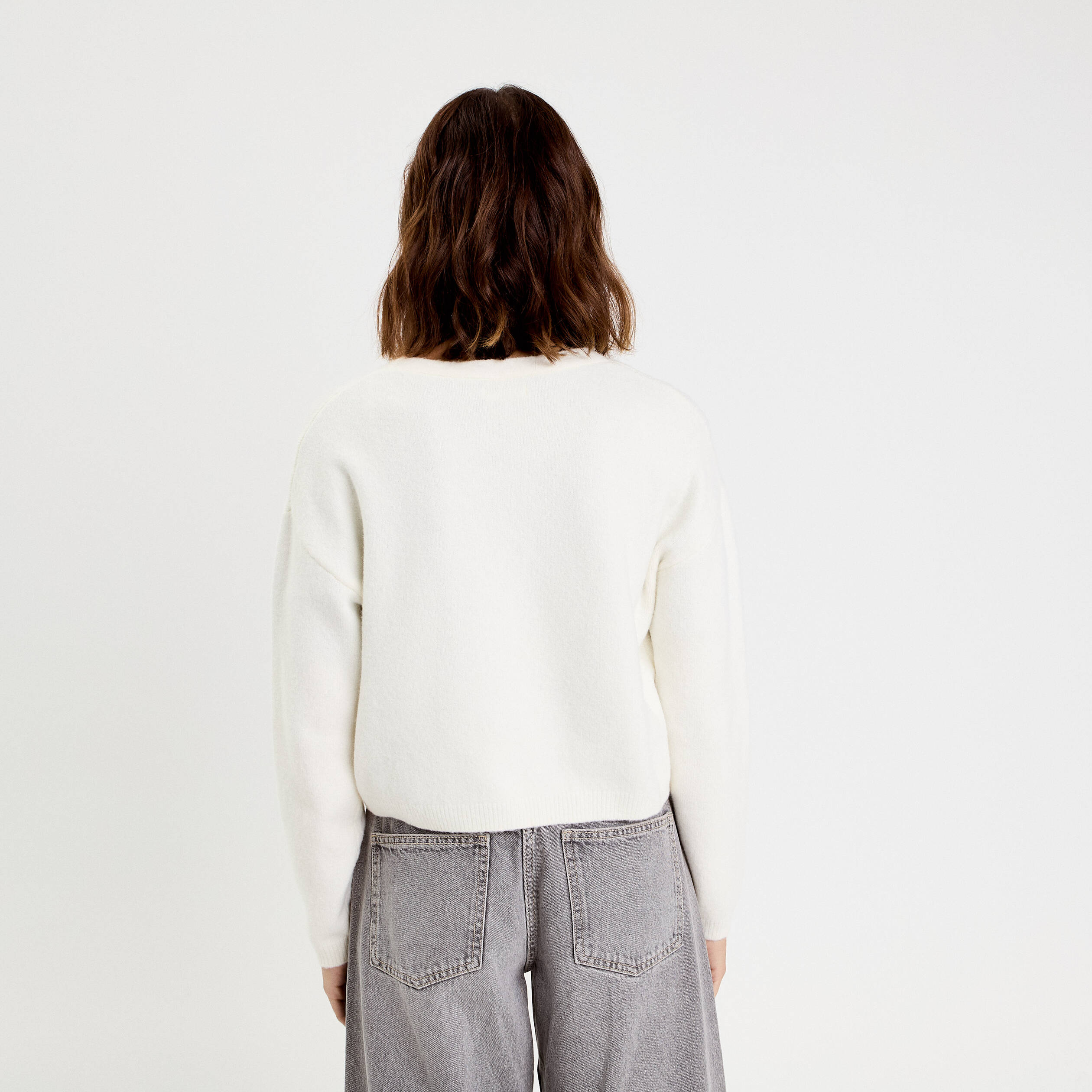 Gilet nou&eacute; ecru femme