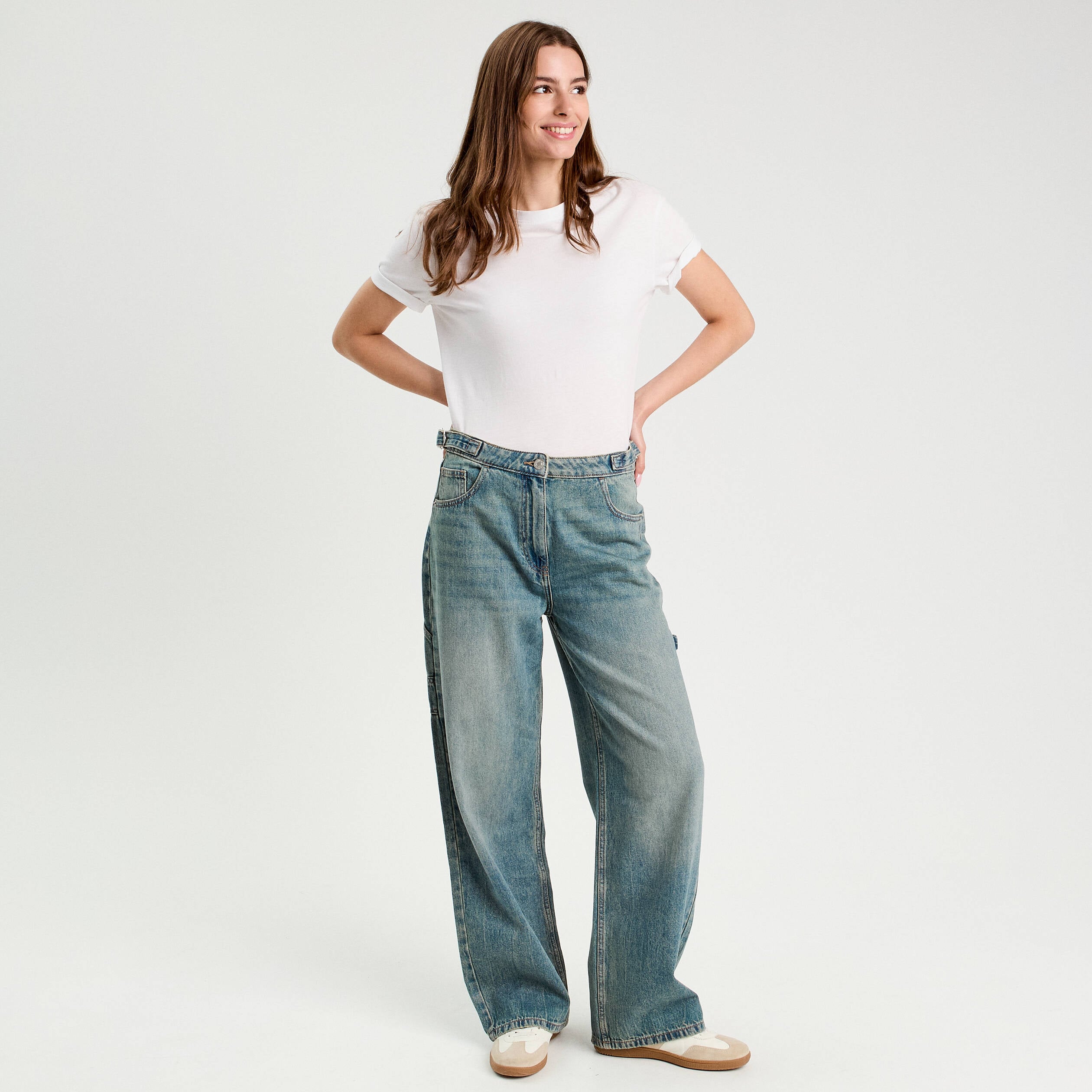 Jeans wide leg carpenter denim dirty femme