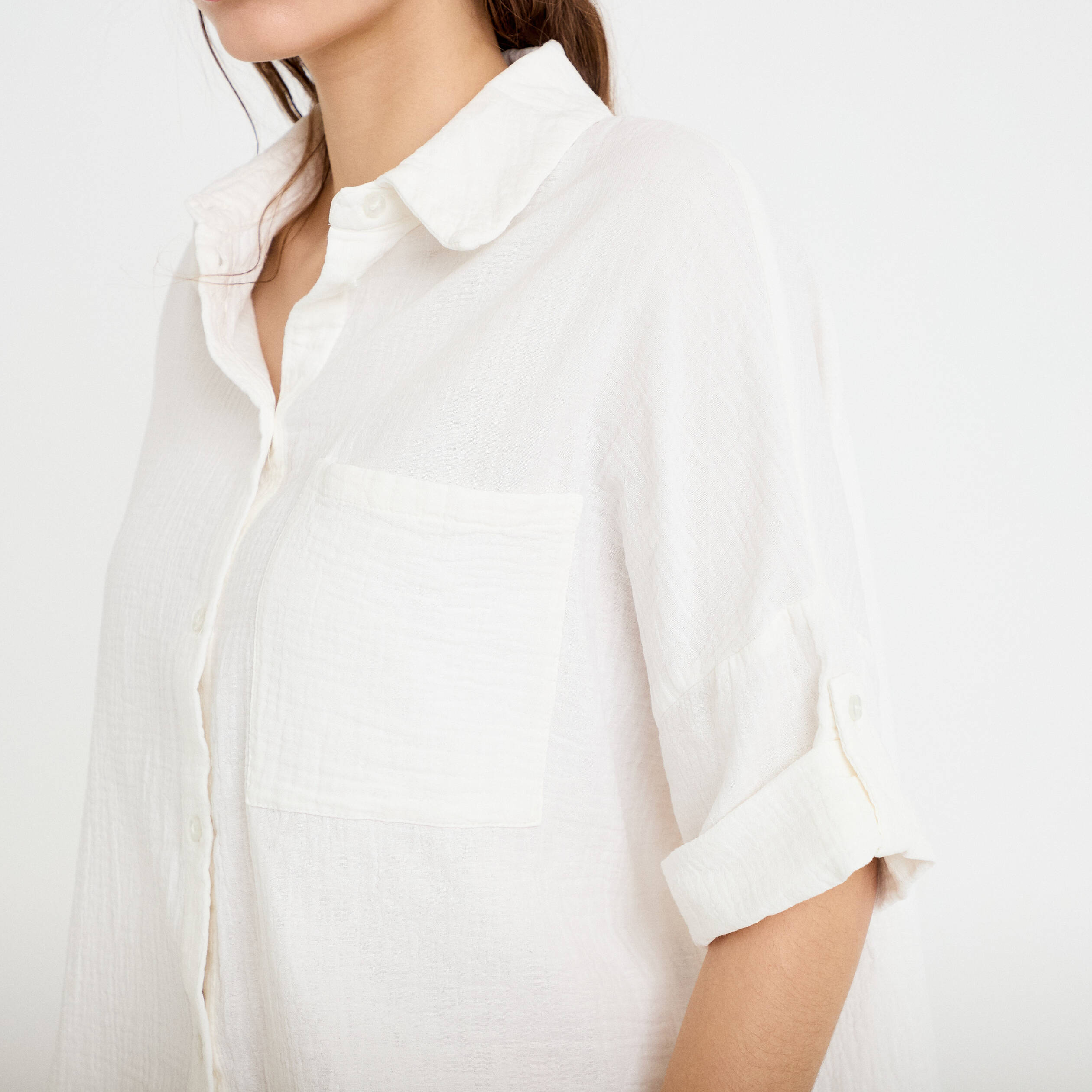 Chemise manches 3/4 ecru femme