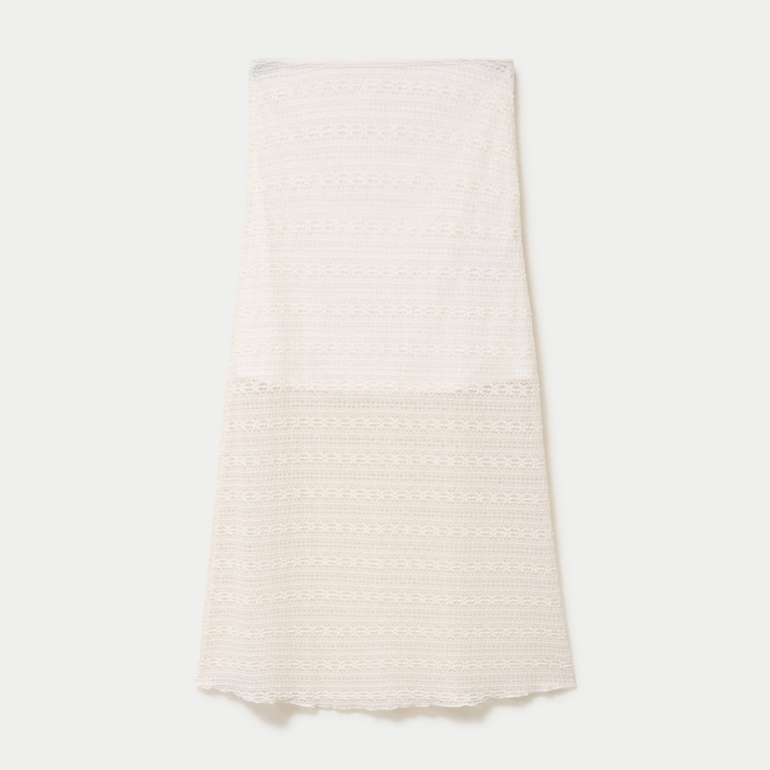 Jupe longue droite en dentelle ecru femme