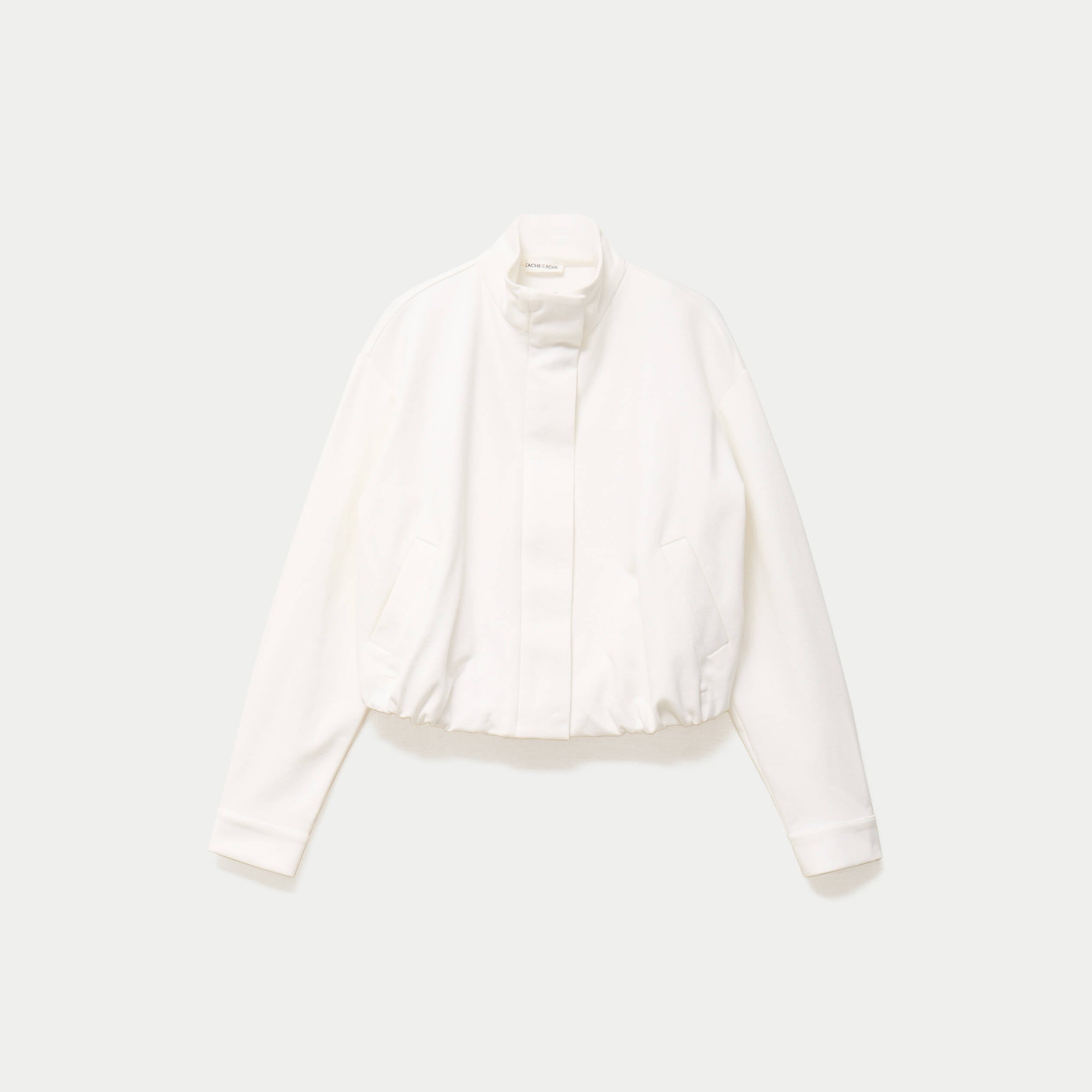 Veste cropped bas resserr&eacute; ecru femme