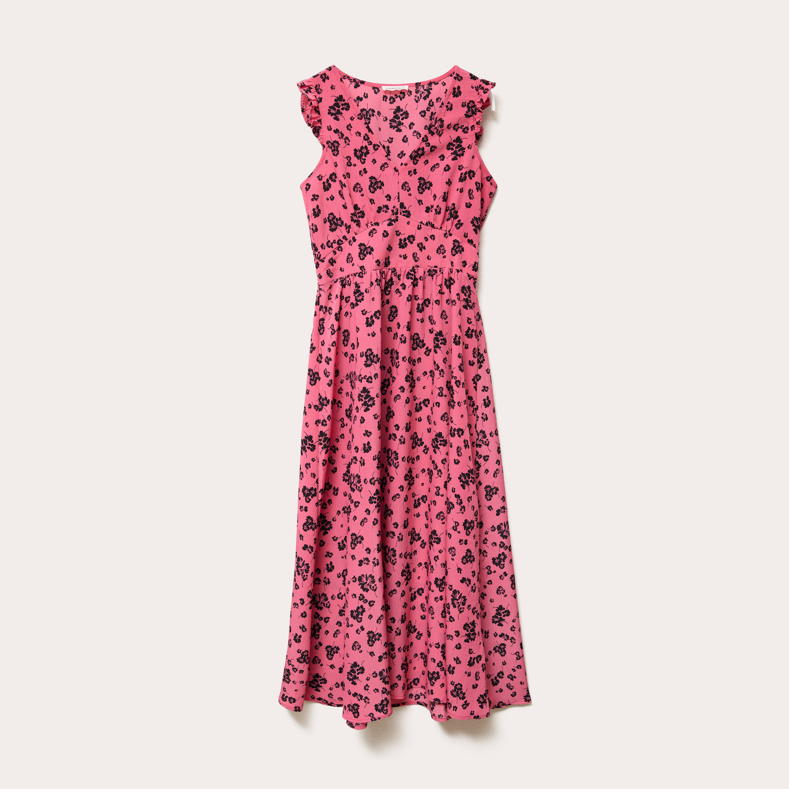 Robe longue &eacute;vas&eacute;e col v sans manches rose femme