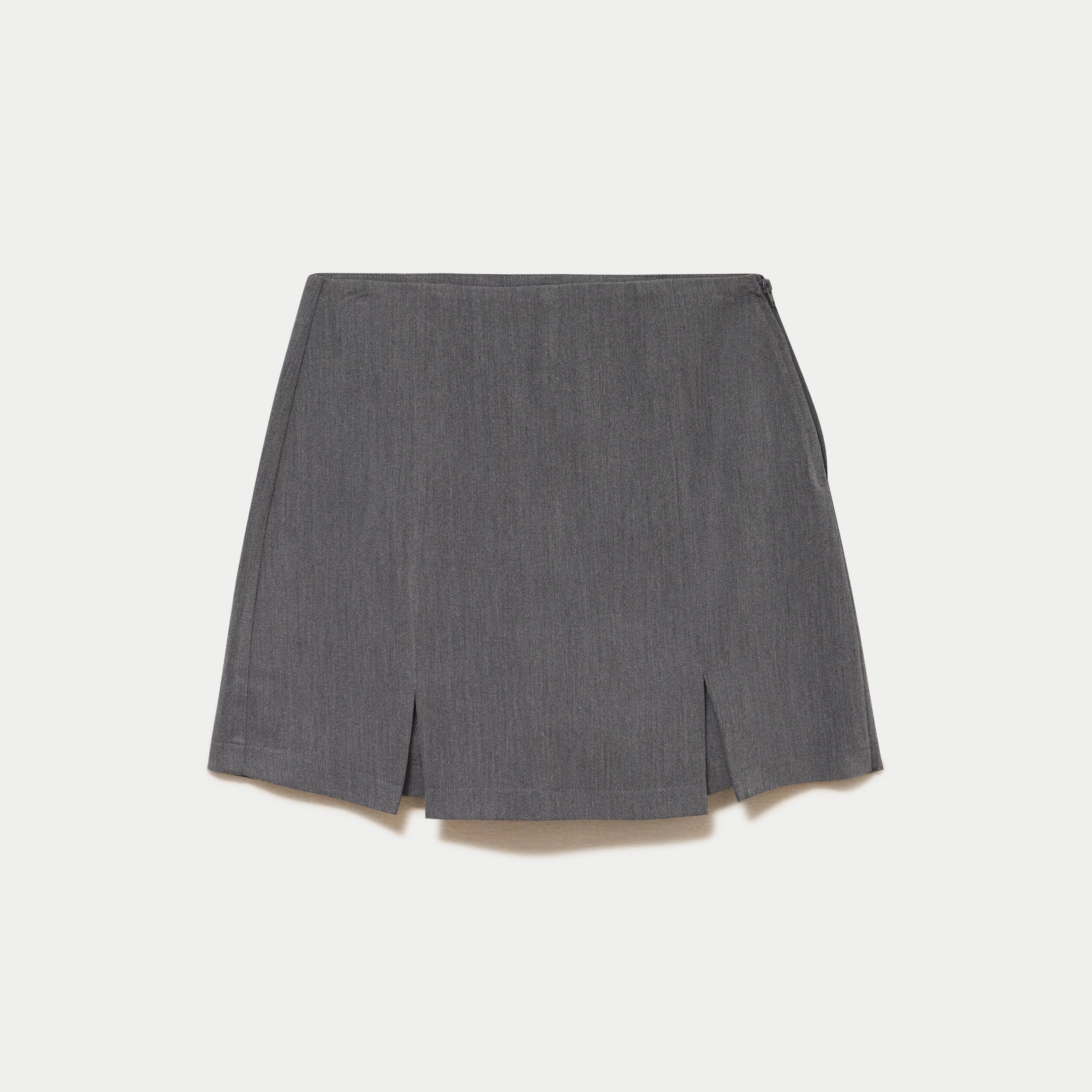 Jupe-short droite fentes gris clair femme