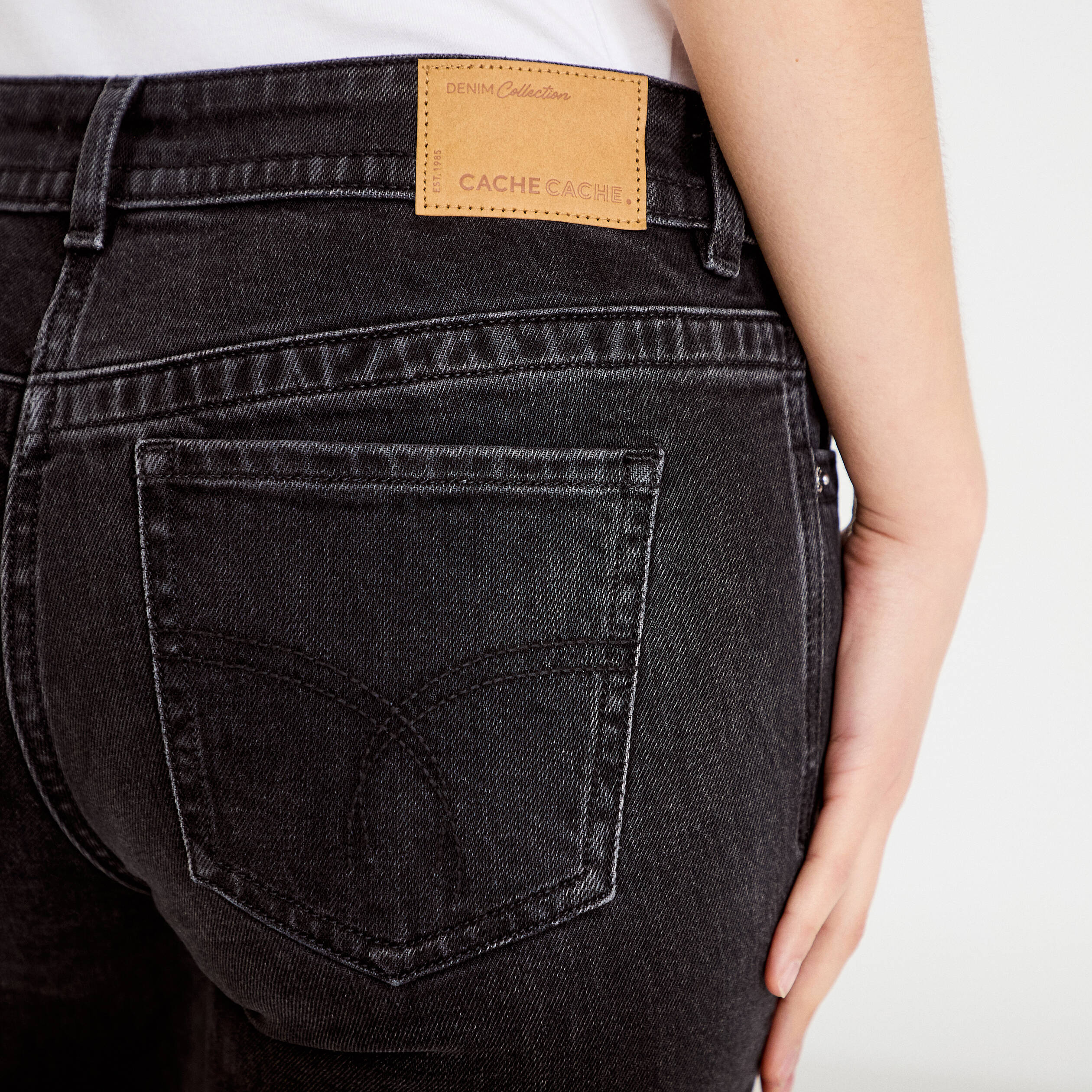 Jean bootcut taille basse denim snow noir femme