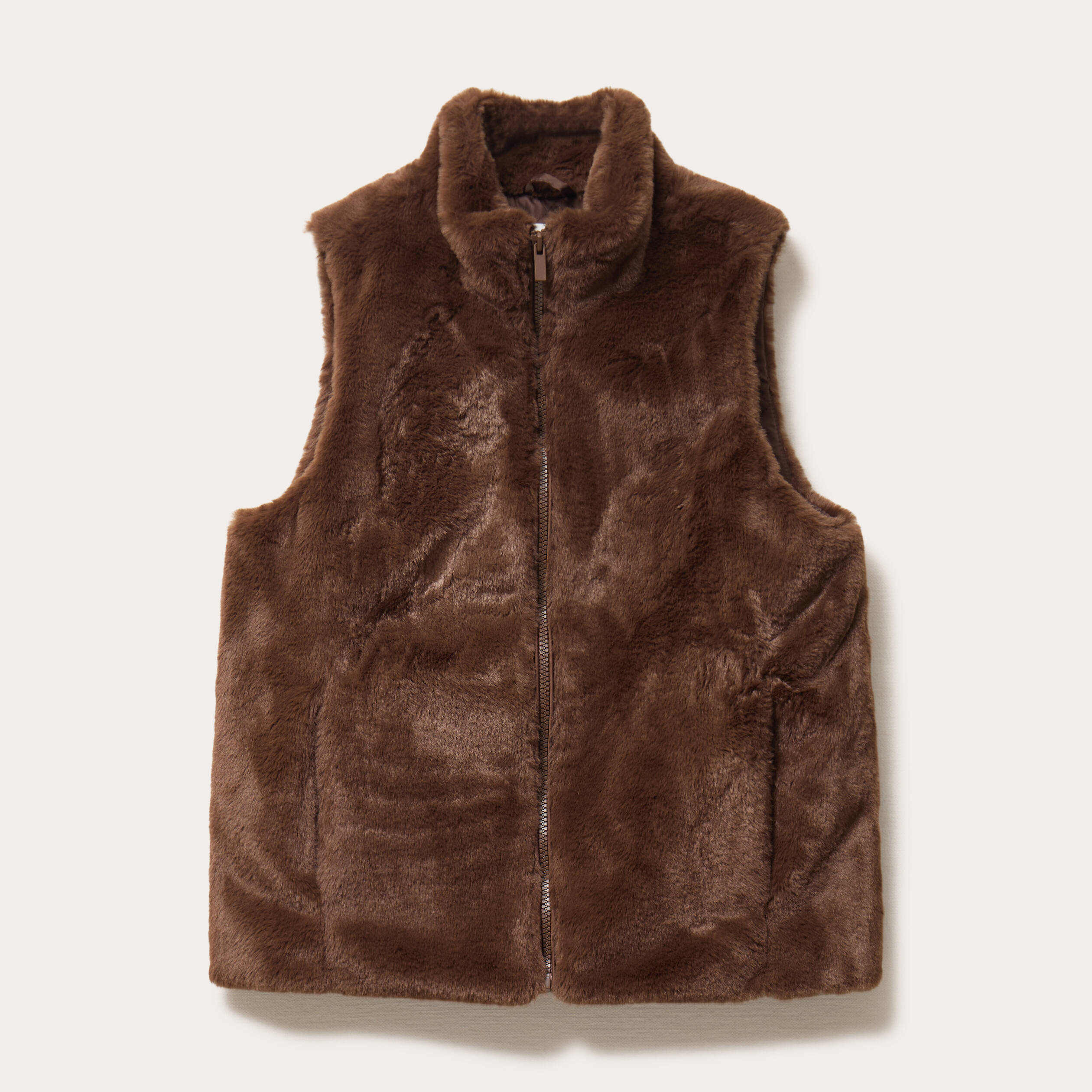 Veste courte ajust&eacute;e sans manches marron femme