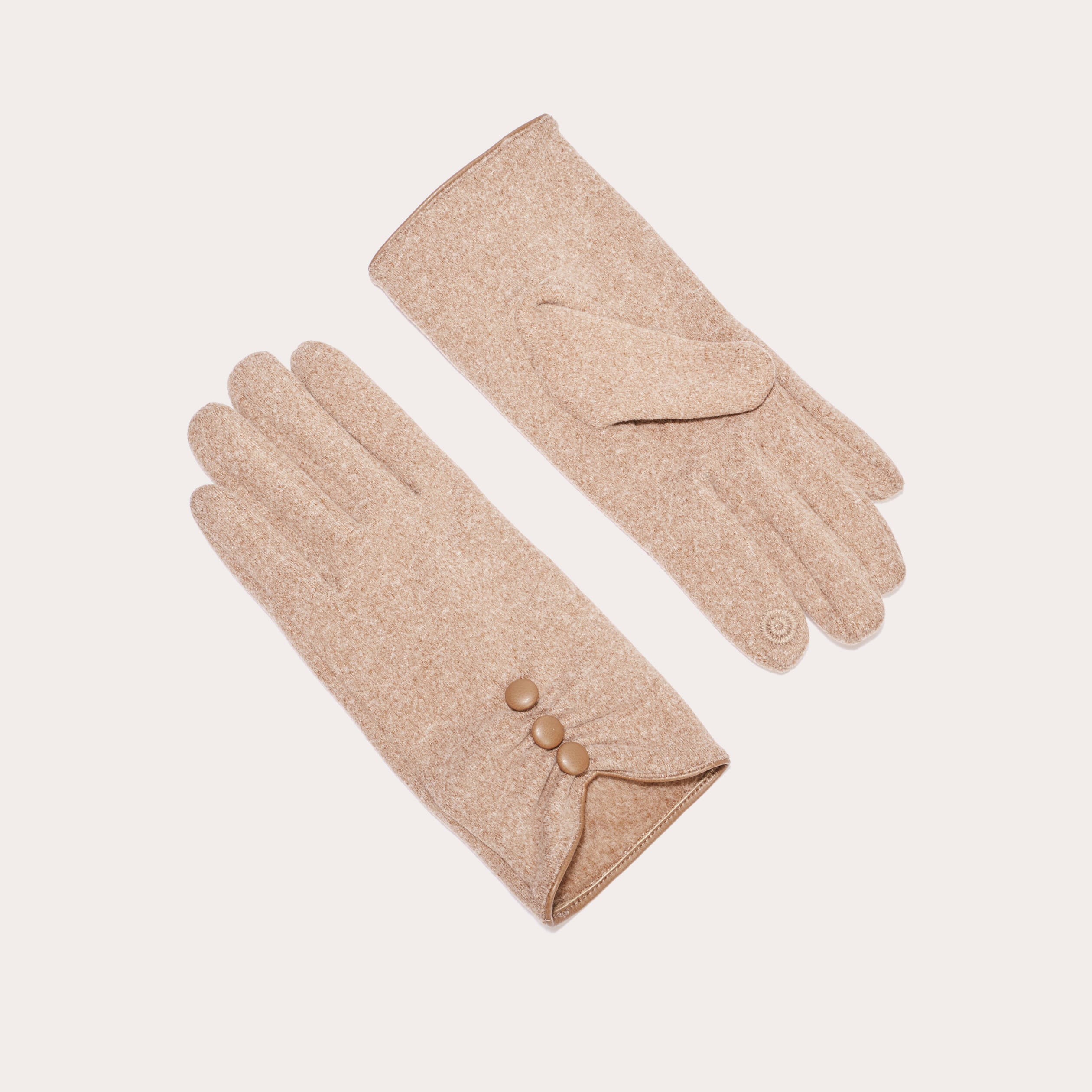 Gants avec boutons sable femme