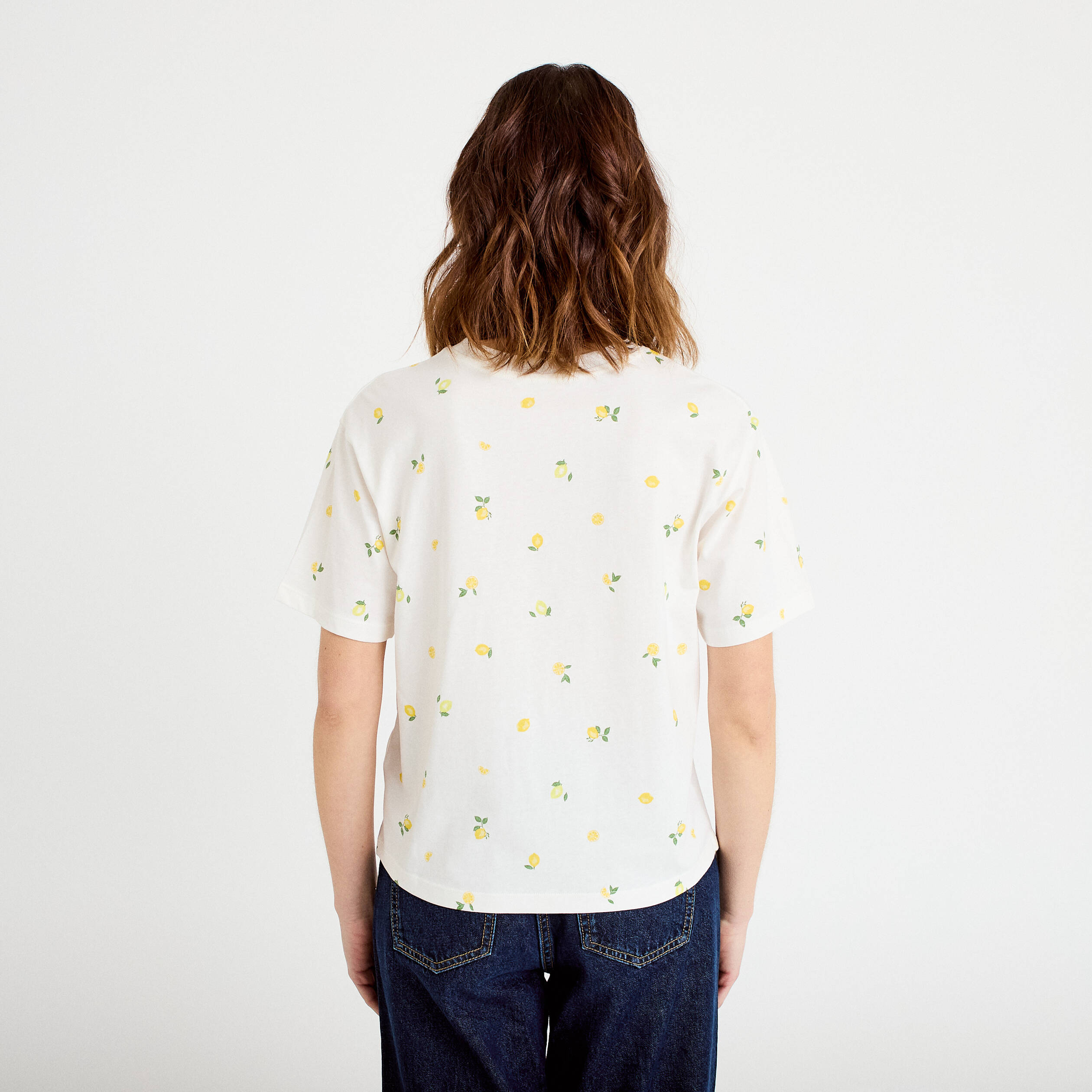 T-shirt &agrave; motif manches courtes blanc femme
