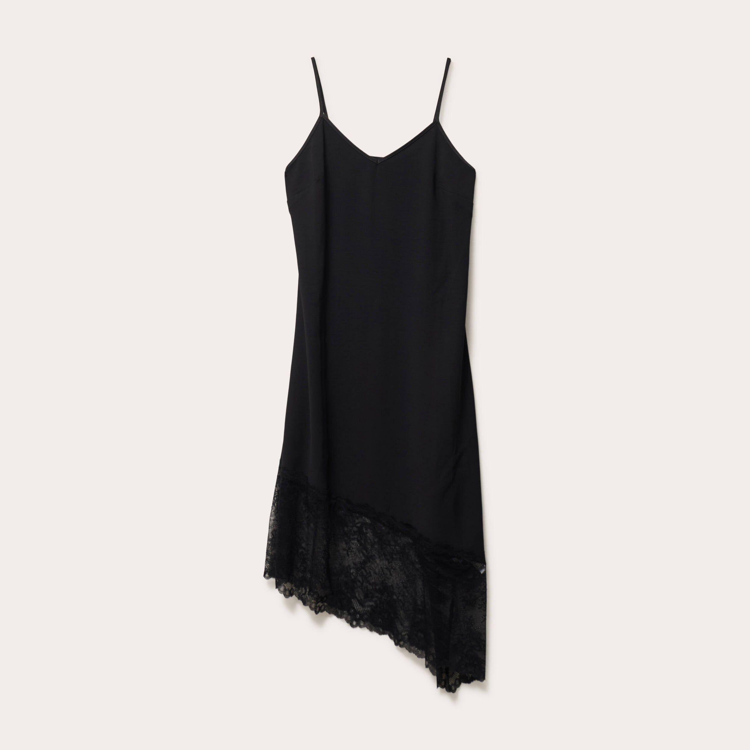 Robe longue droite col v satin&eacute;e noir femme