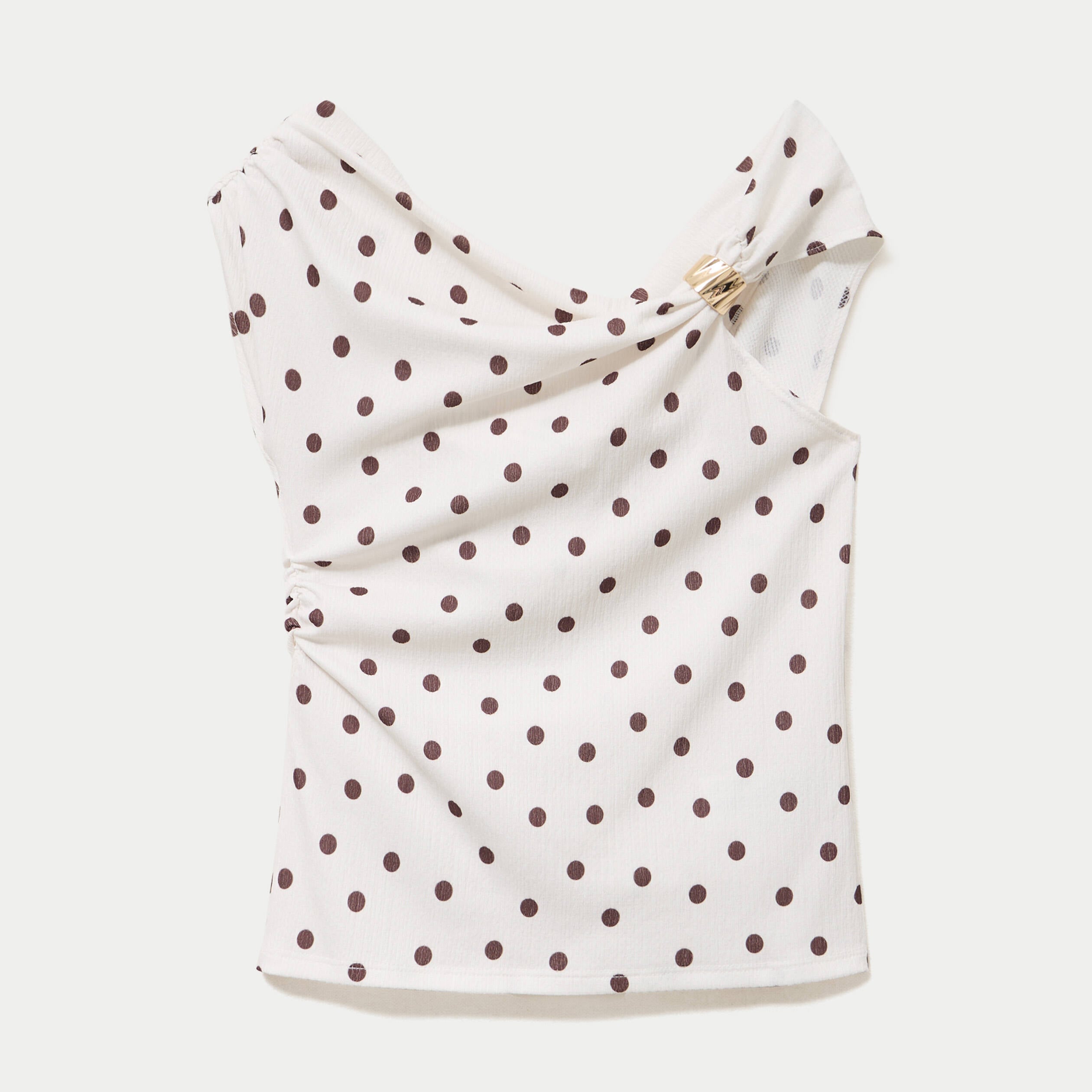Top pliss&eacute; col bardot sans manches blanc femme