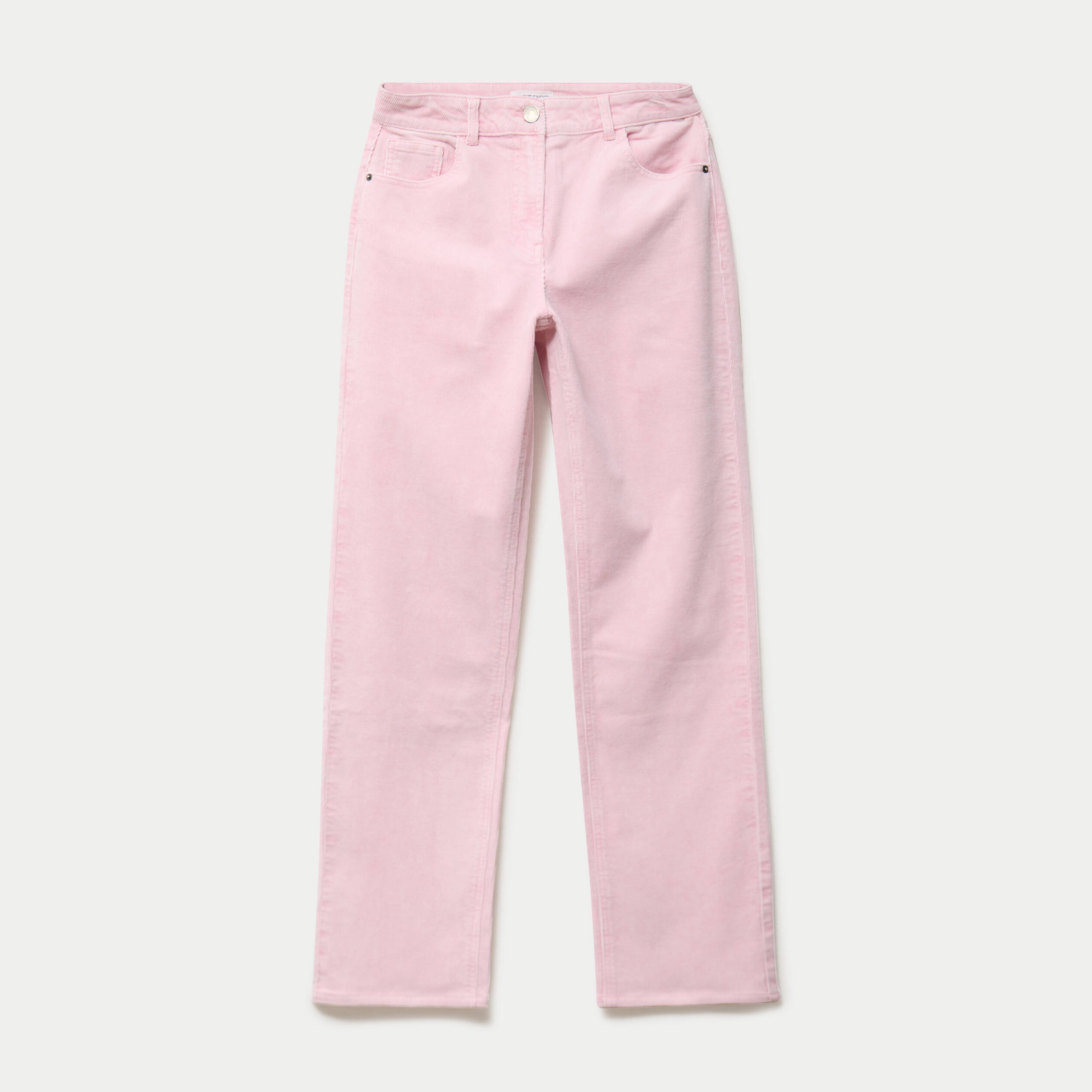 Pantalon droit en velours rose clair femme