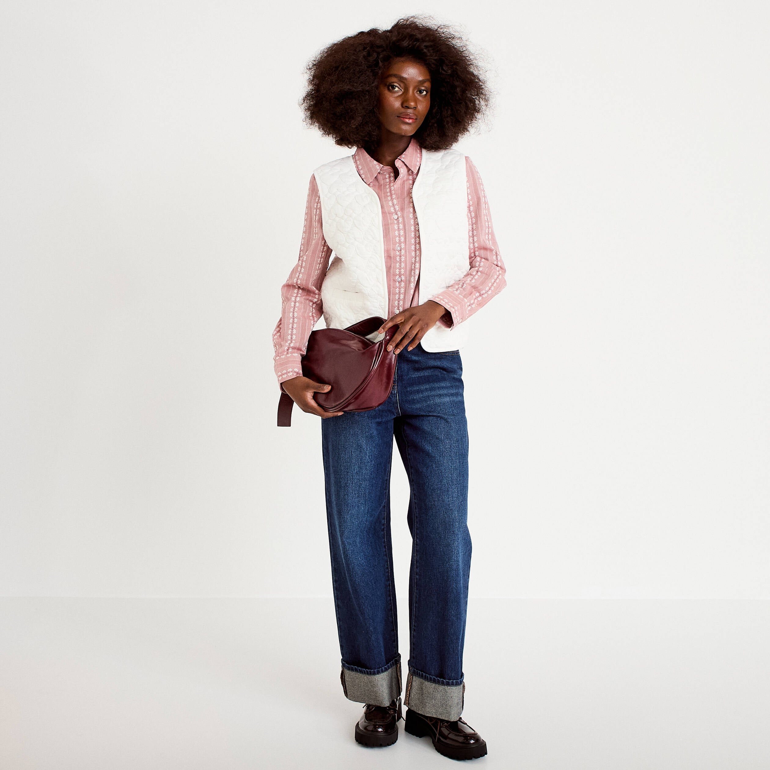 Gilet matelass&eacute; sans manches ecru femme