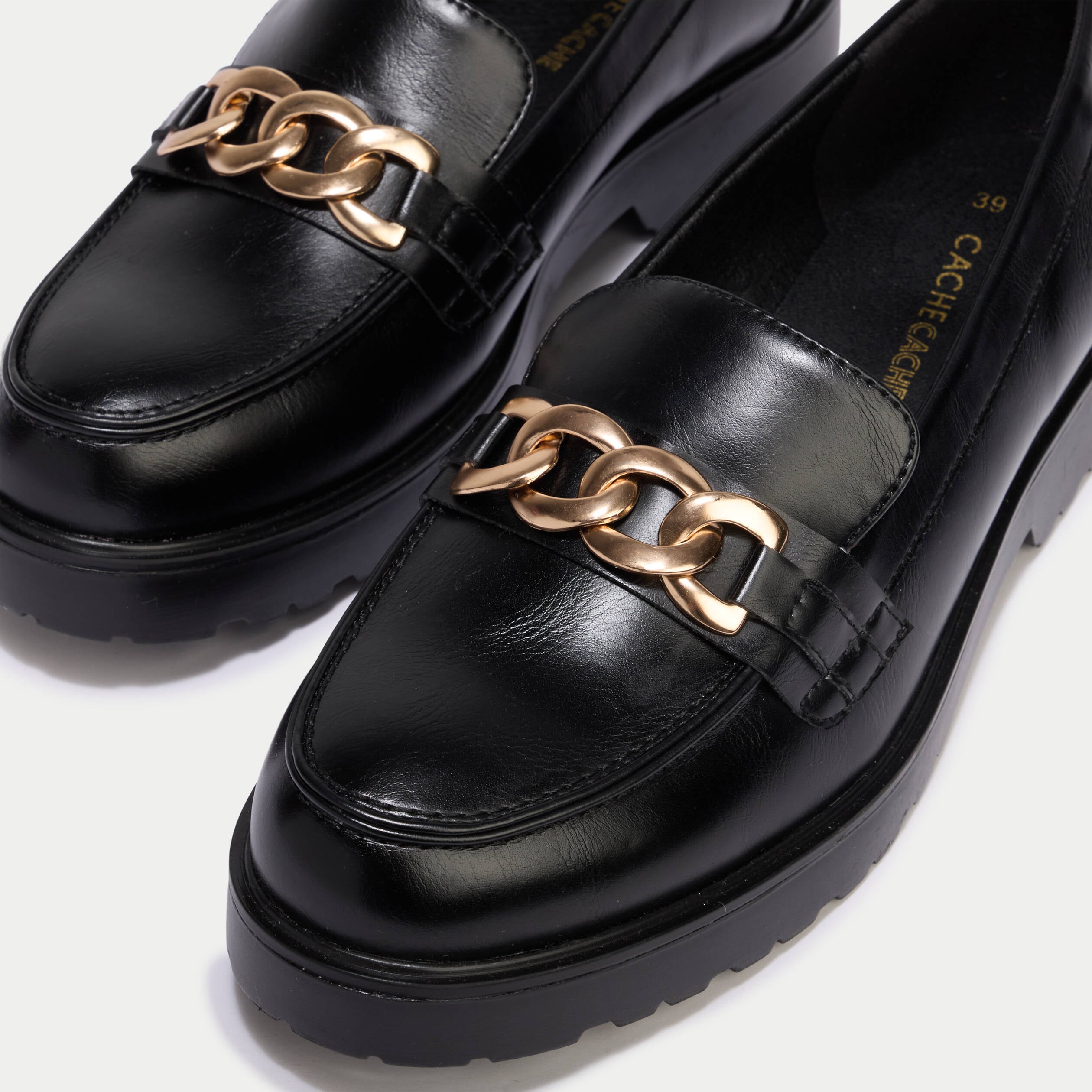 Mocassins avec bijou noir femme
