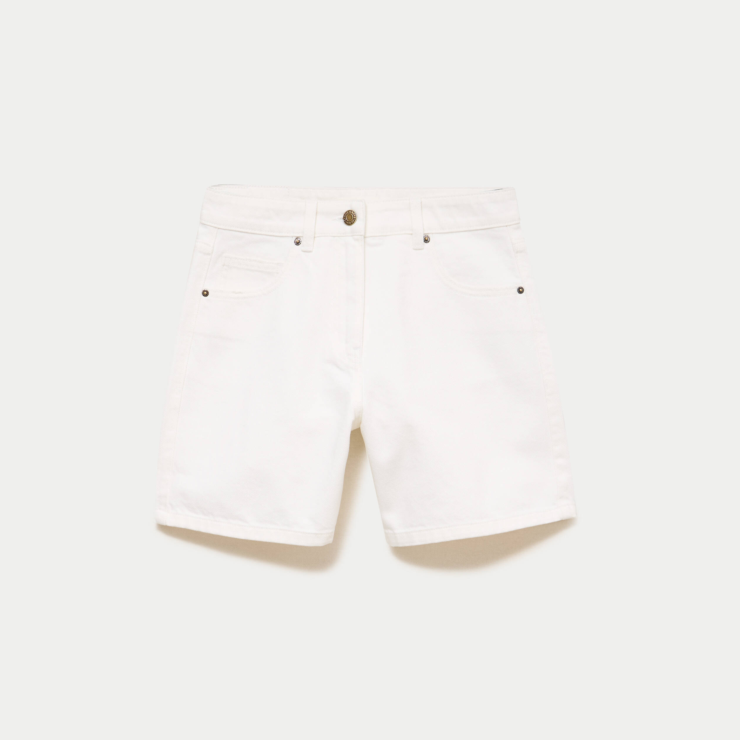 Bermuda regular 5 poches en jean denim blanc femme