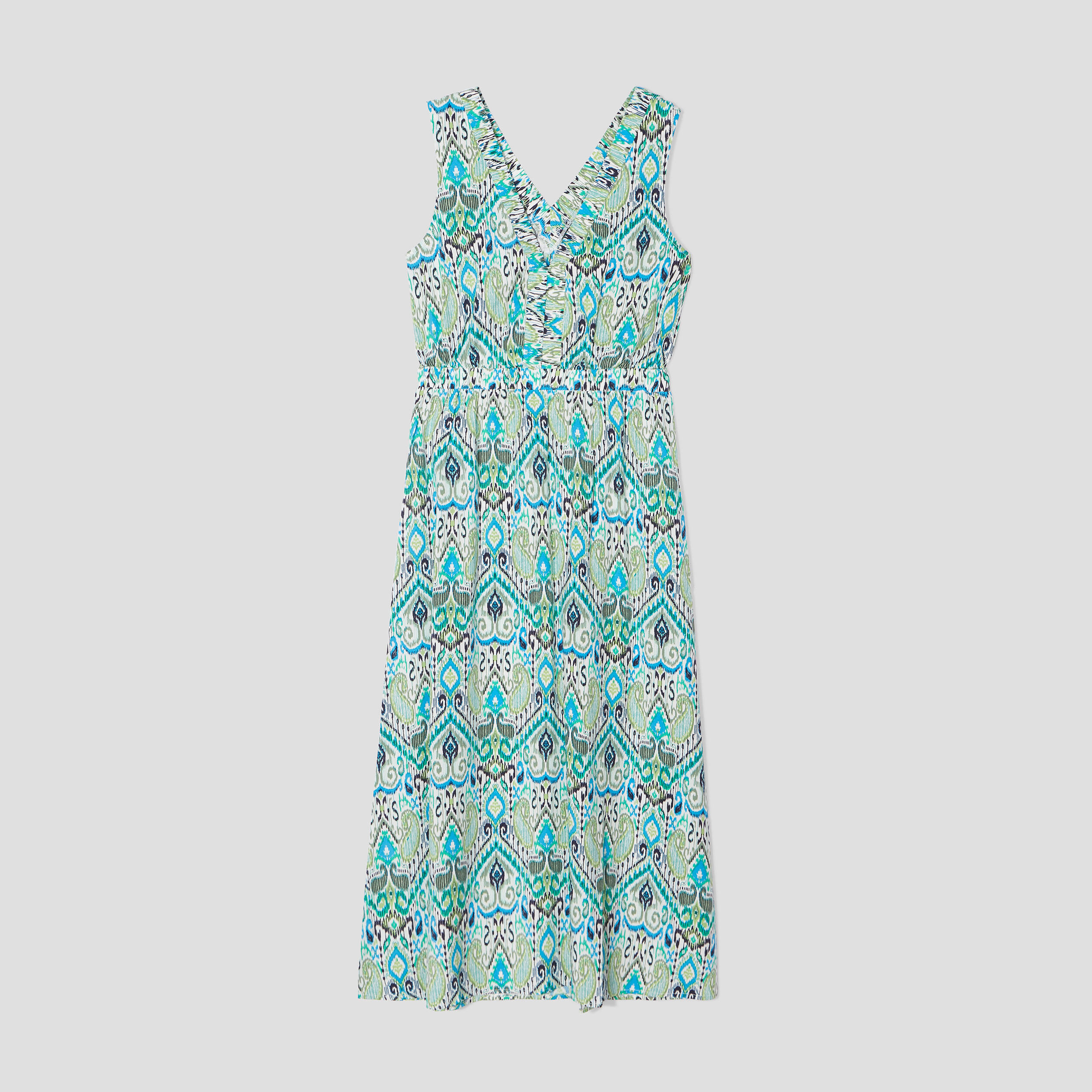 Robe longue &eacute;vas&eacute;e col en V blanc femme