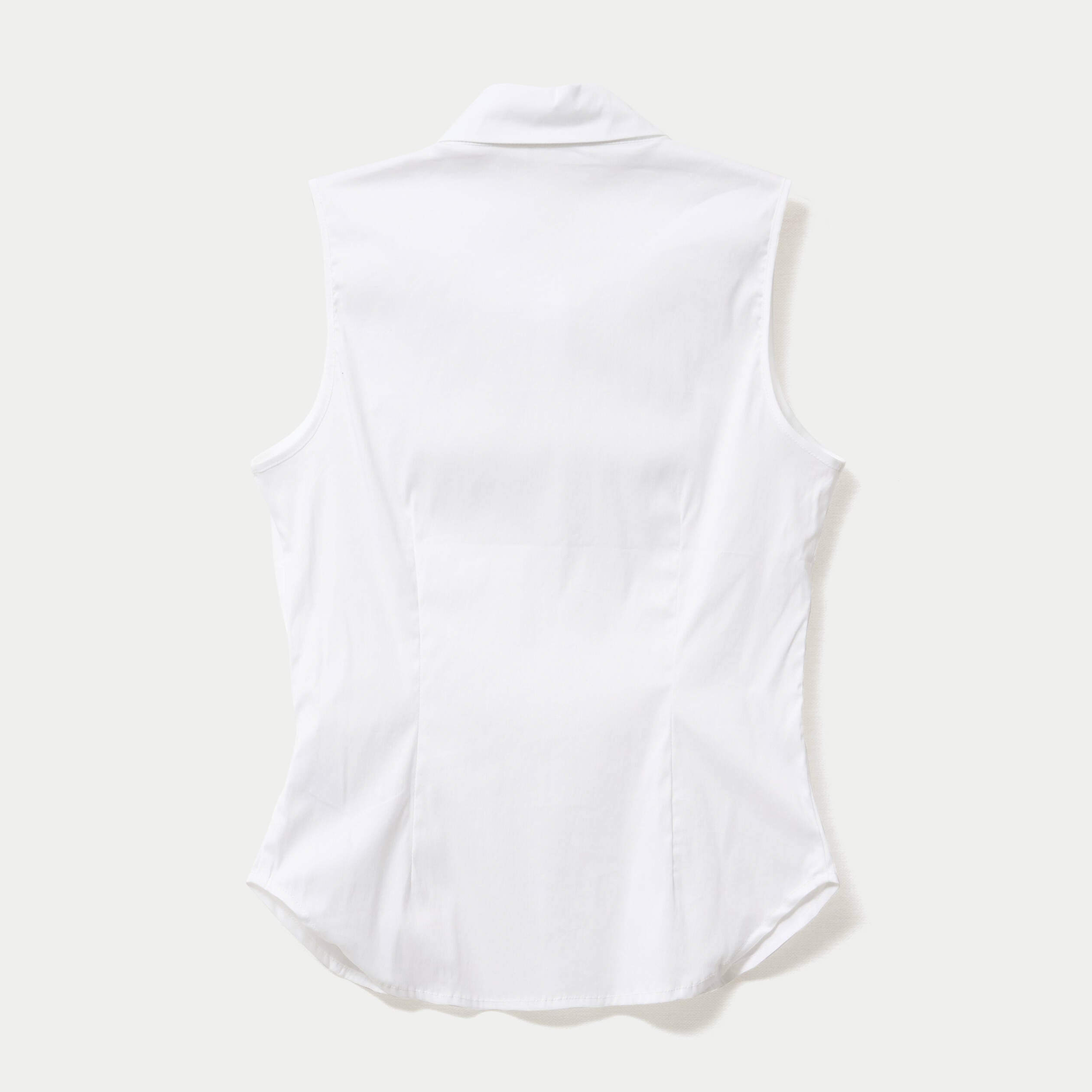 Chemise cintr&eacute;e sans manches ecru femme