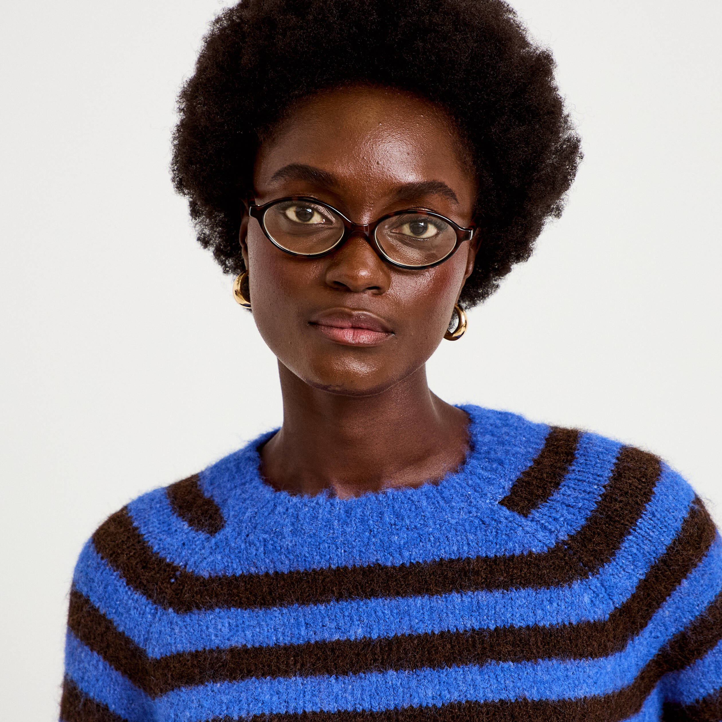 Pull ample col rond manches longues bleu electrique femme