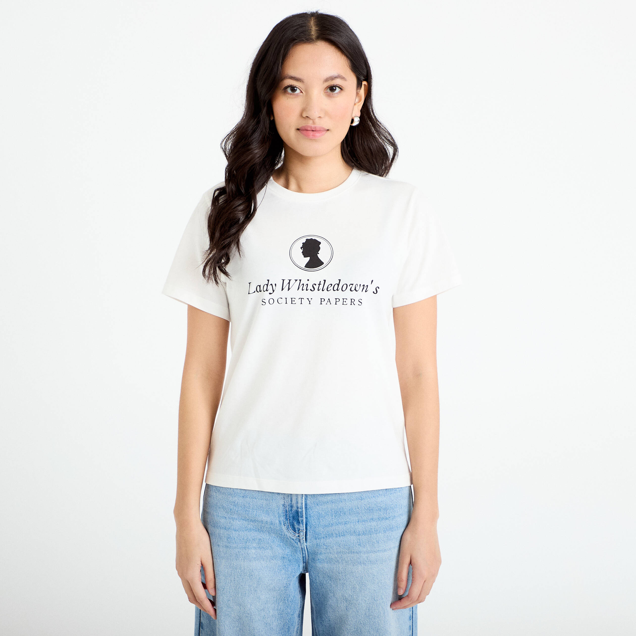 T-shirt col rond Bridgerton ecru femme