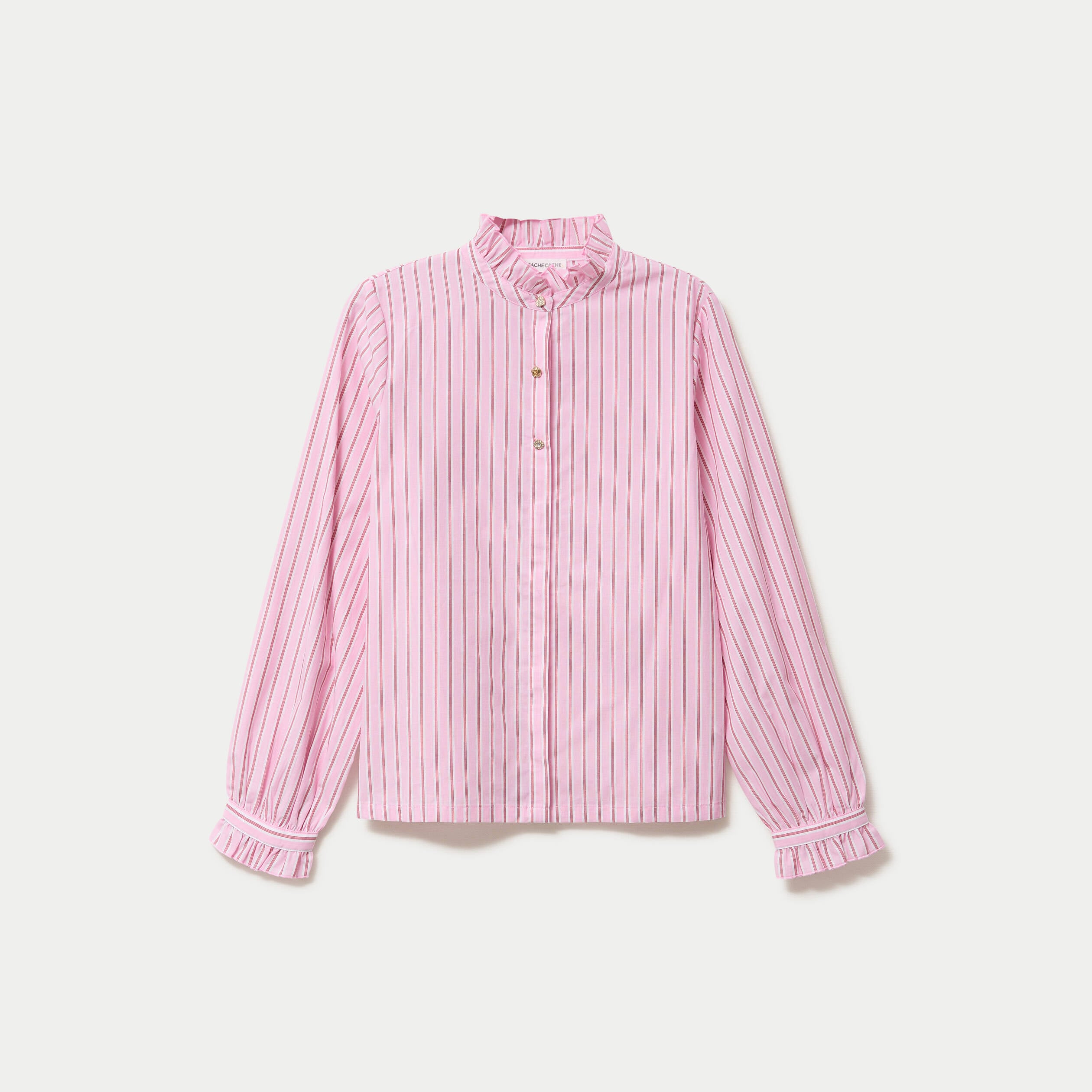 Chemise droite manches longues rose femme