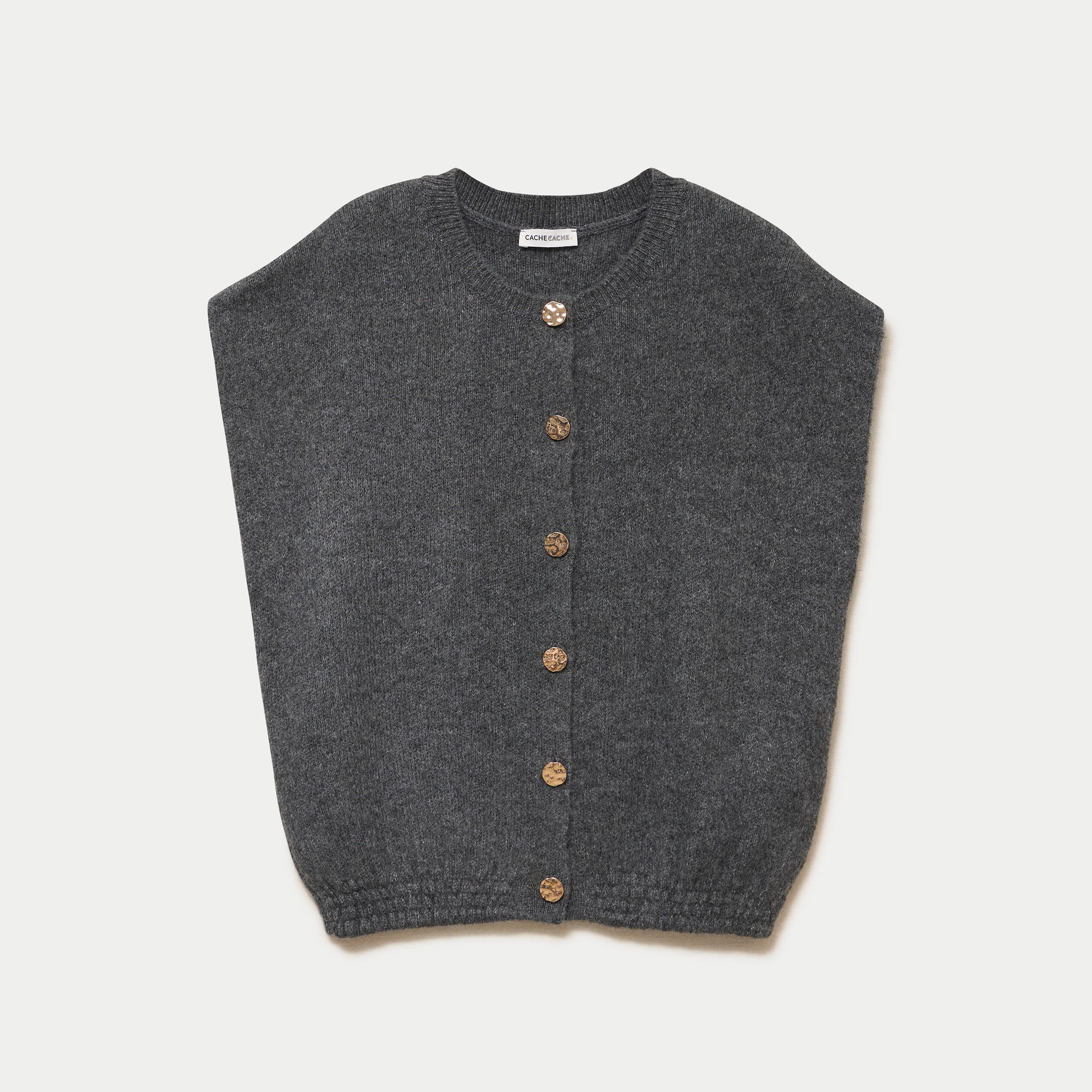 Gilet ample sans manches gris fonc&eacute; femme