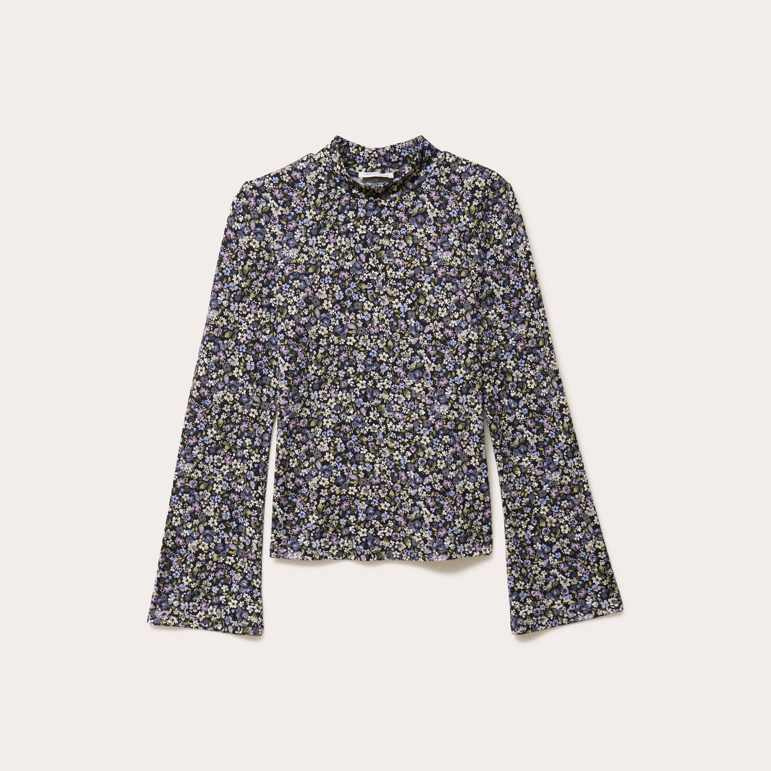Pull cintr&eacute; col montant manches longues noir femme