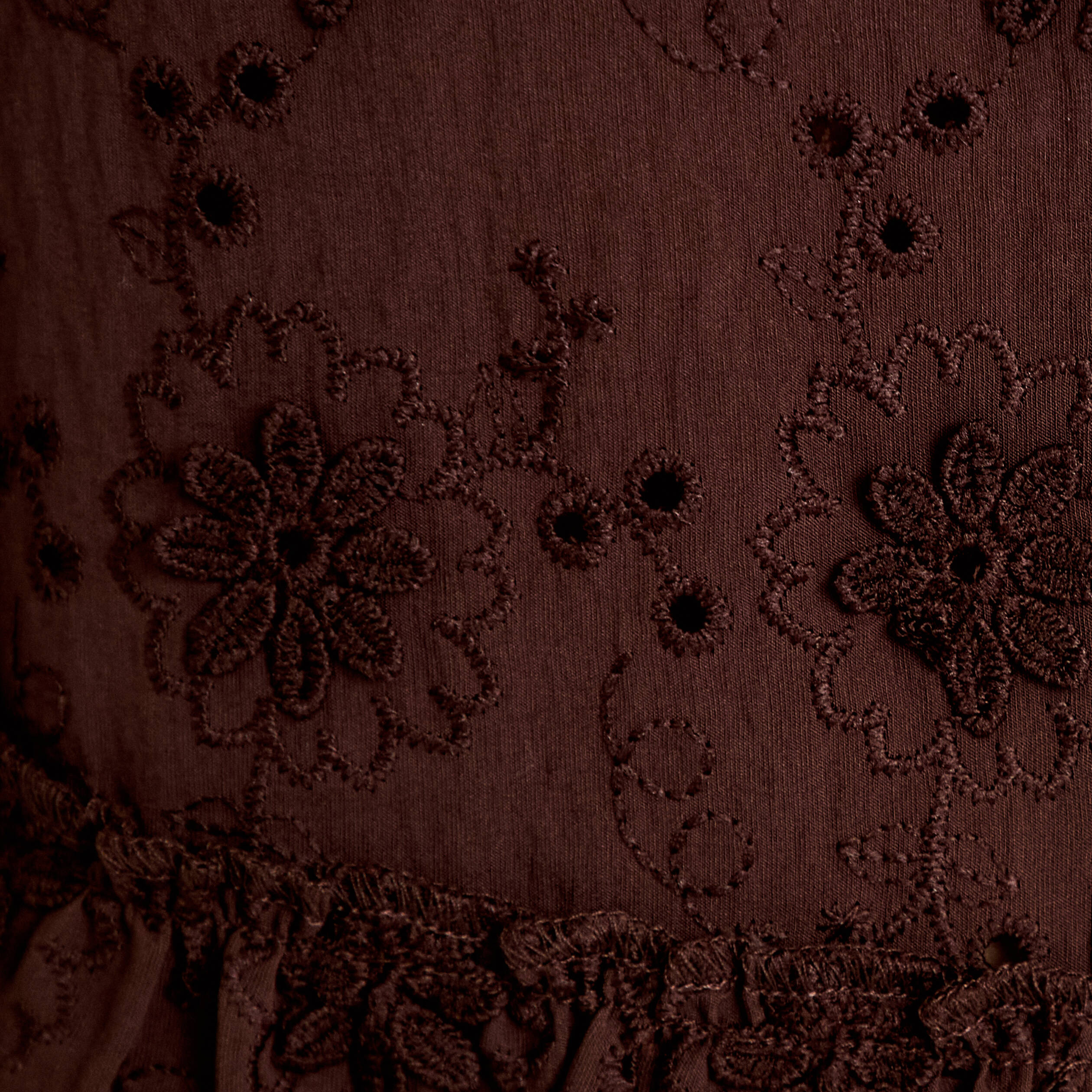 Blouse &agrave; motif en relief marron fonc&eacute; femme