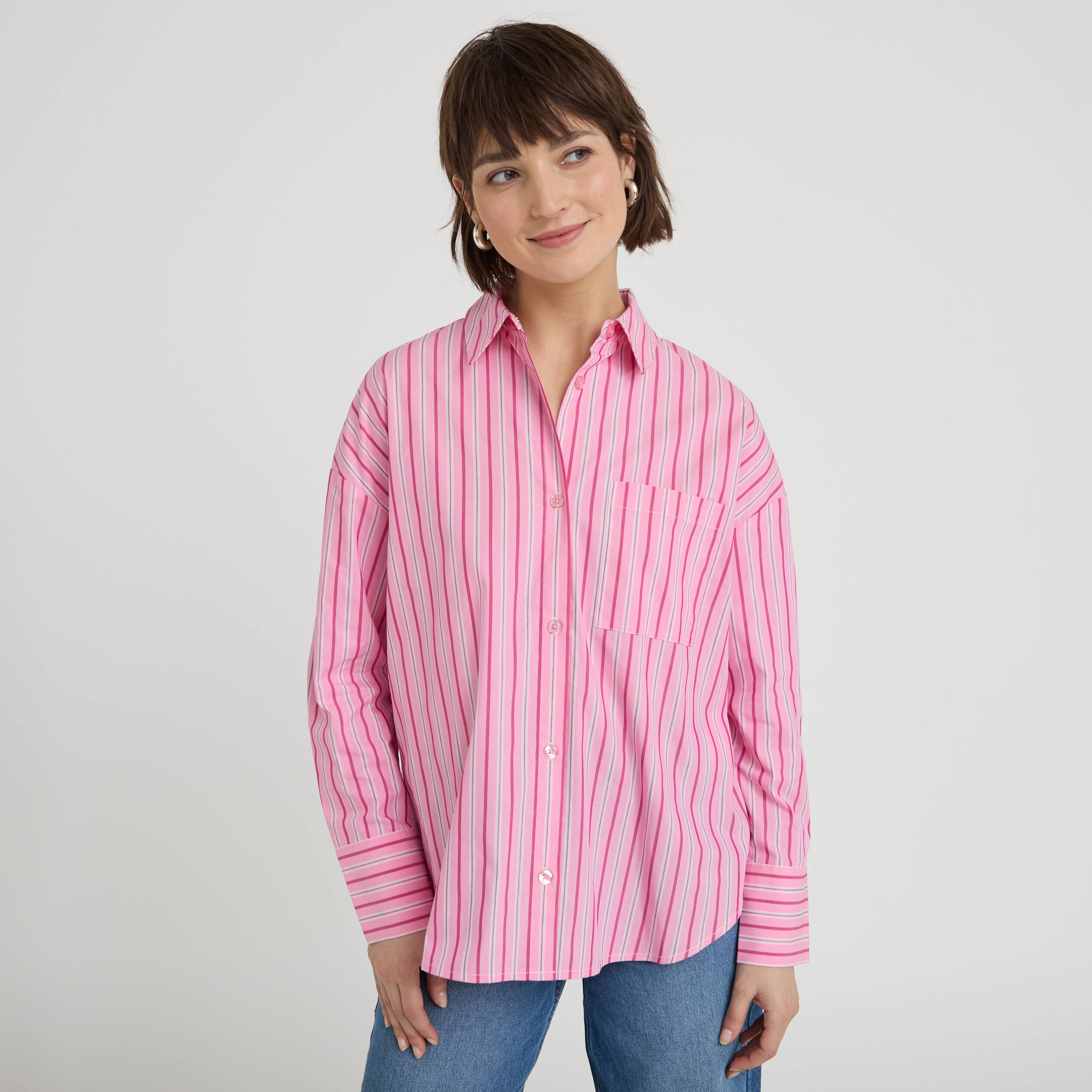 Chemise Manches Longues Roxy Fleurie - Rose Vif - Taille 14 Fille - Occasion