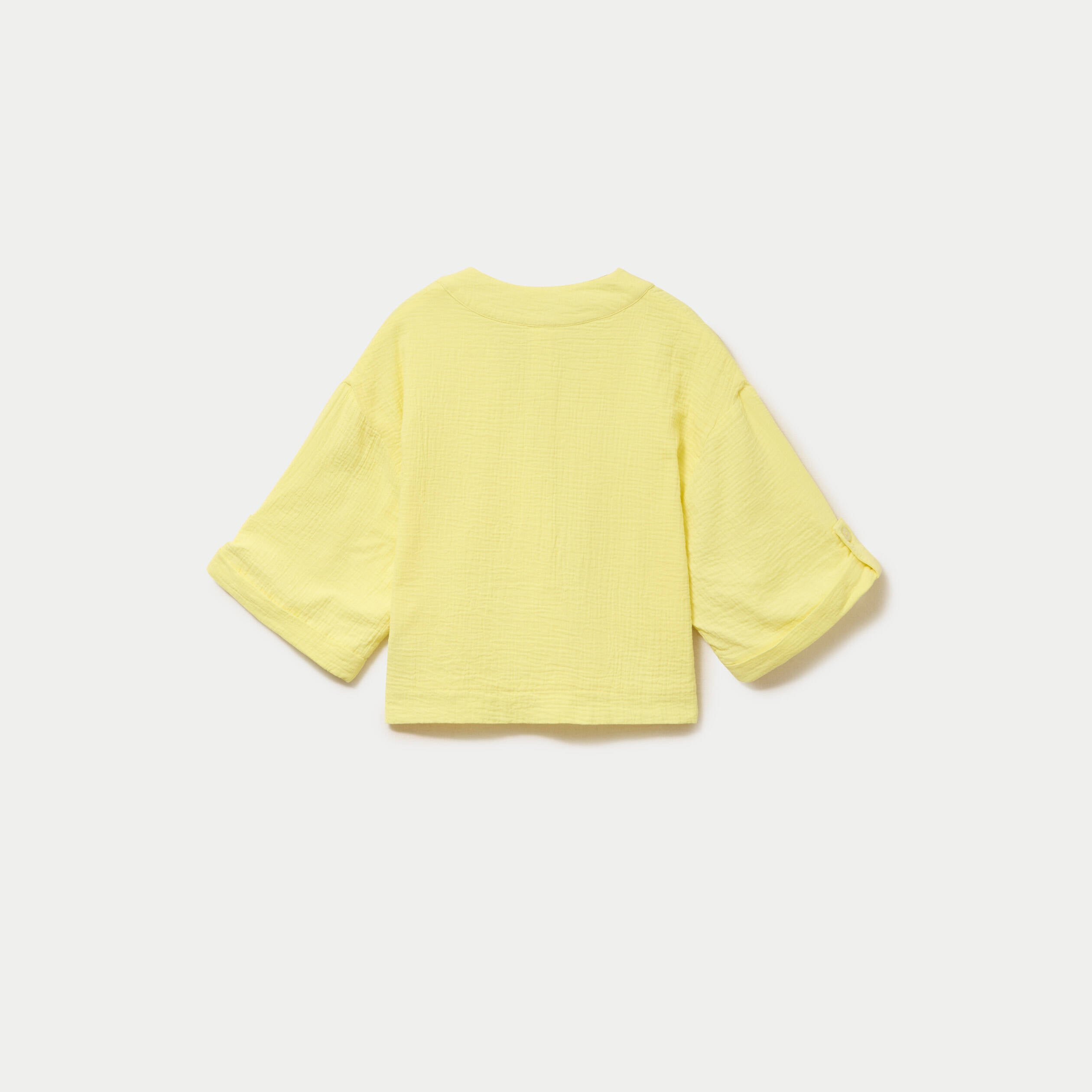 Veste ample pliss&eacute;e manches 3/4 jaune citron femme