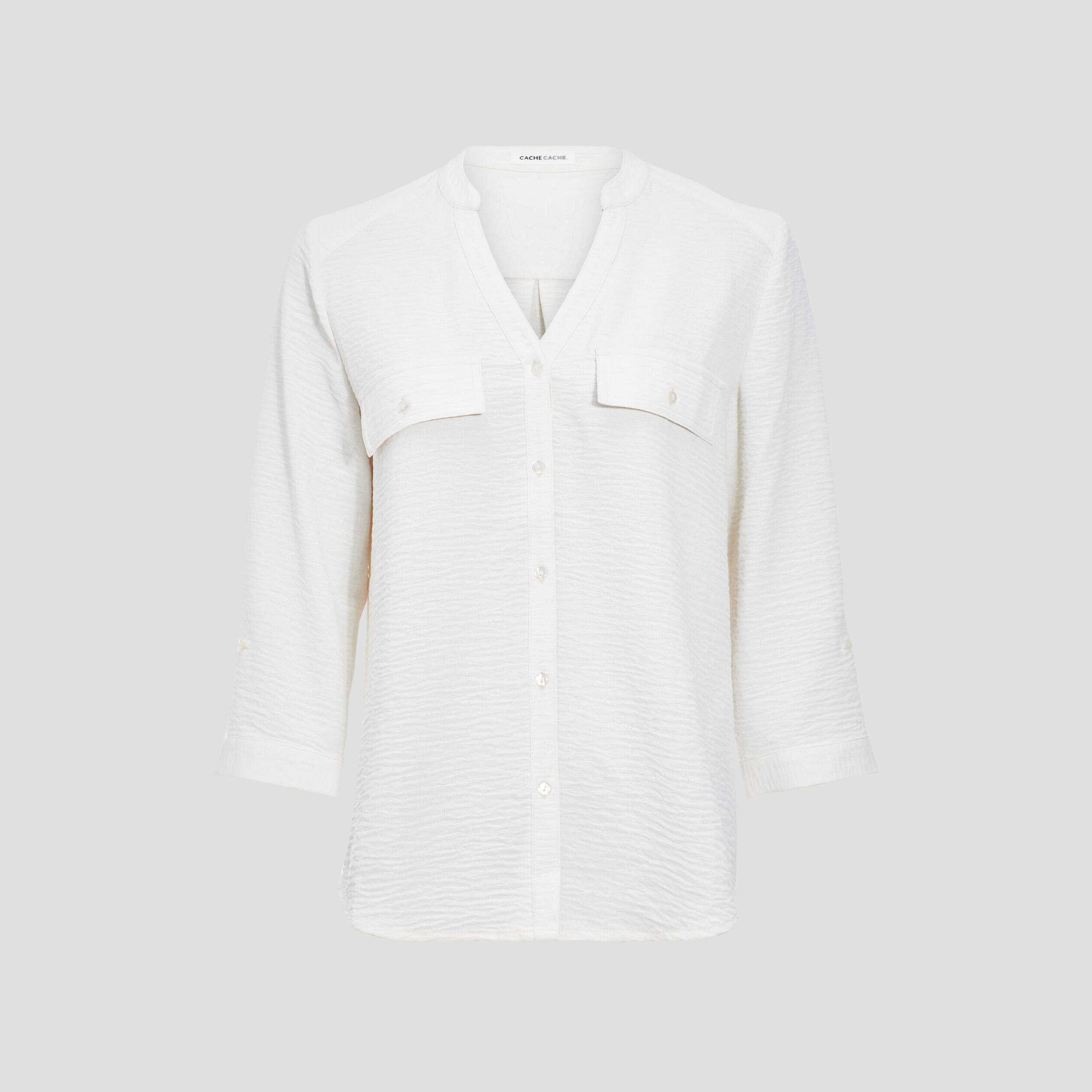 Chemise manches 3/4 ivoire femme