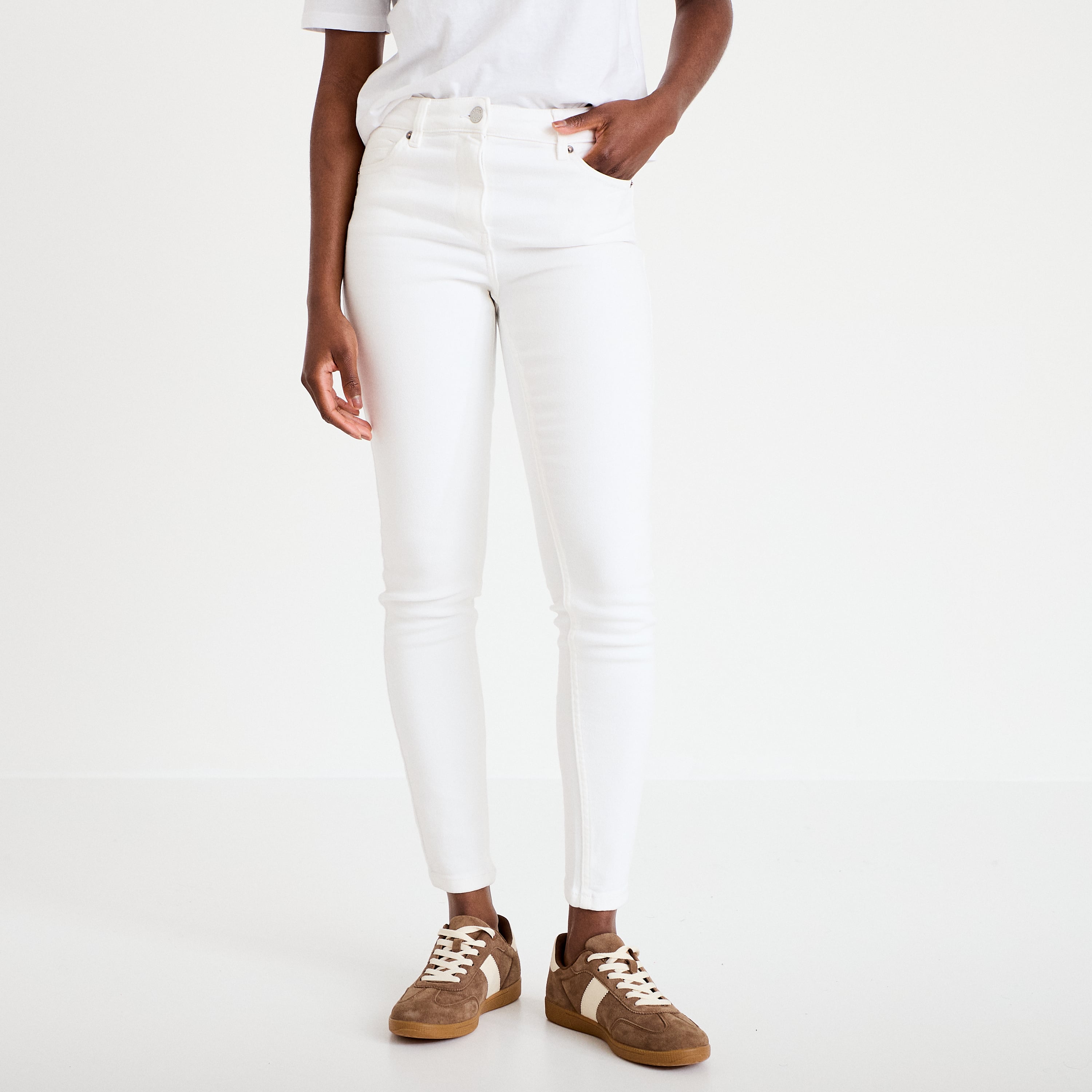Jean skinny push-up taille standard blanc femme