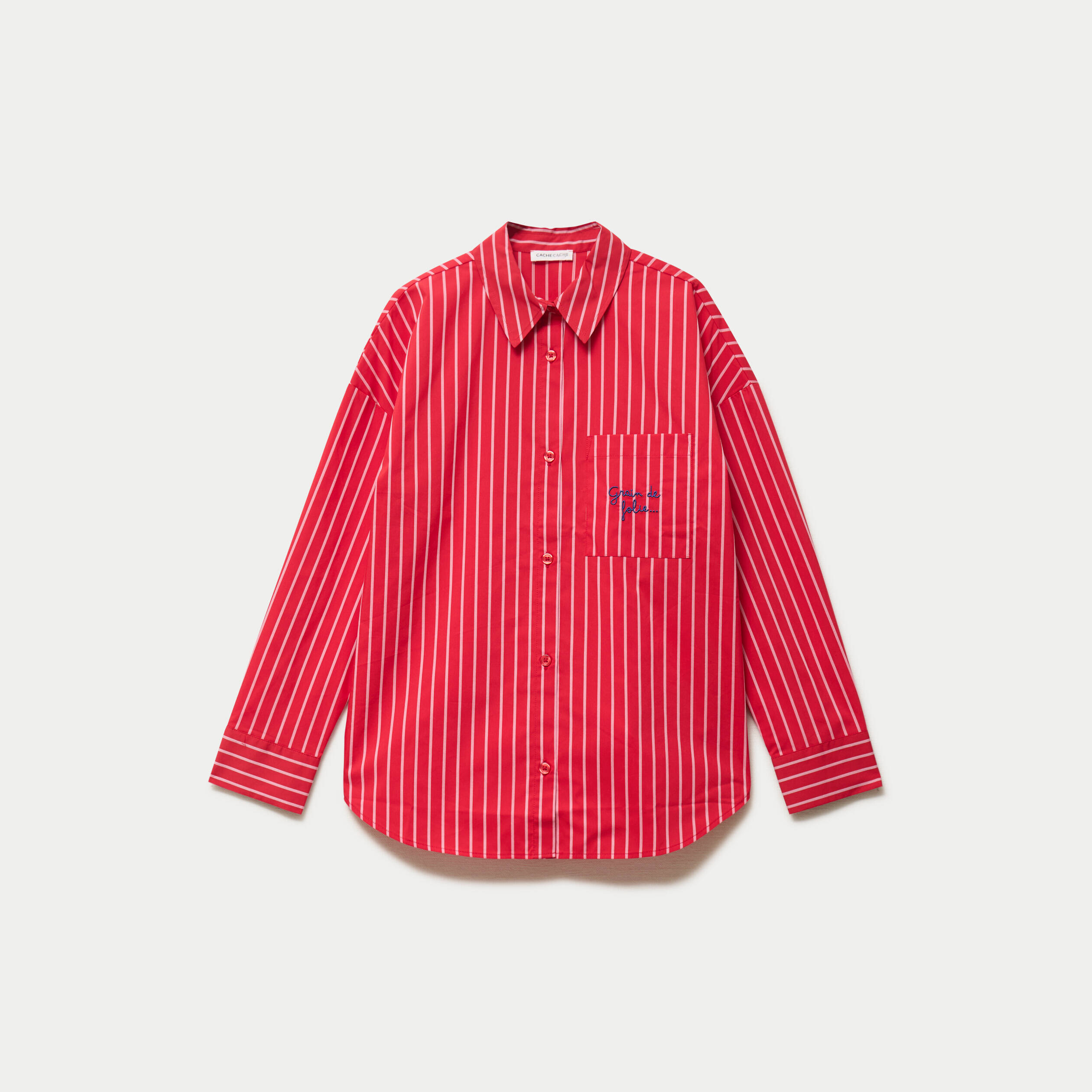 Chemise oversize manches longues rouge femme
