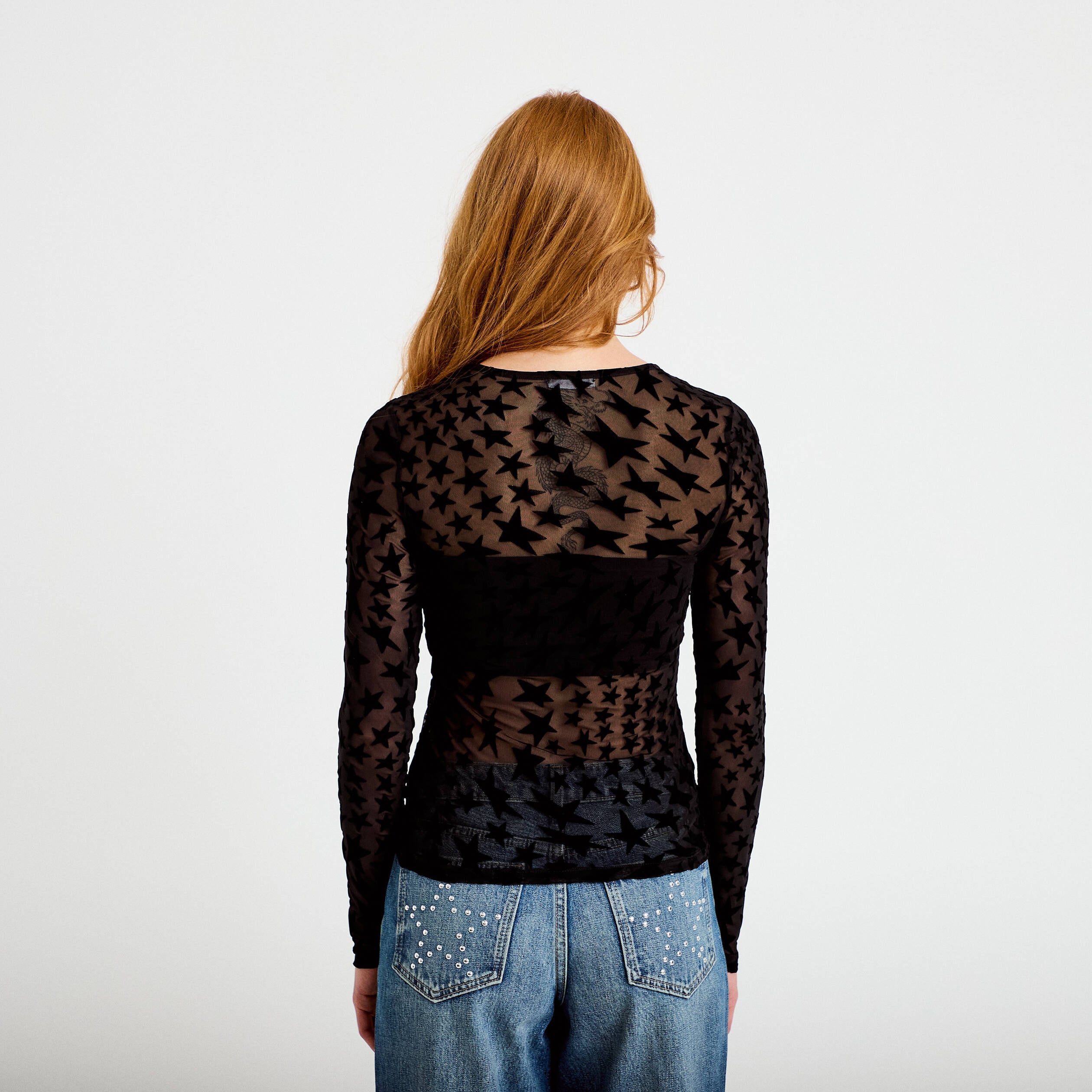 T-shirt ajust&eacute; manches longues noir femme