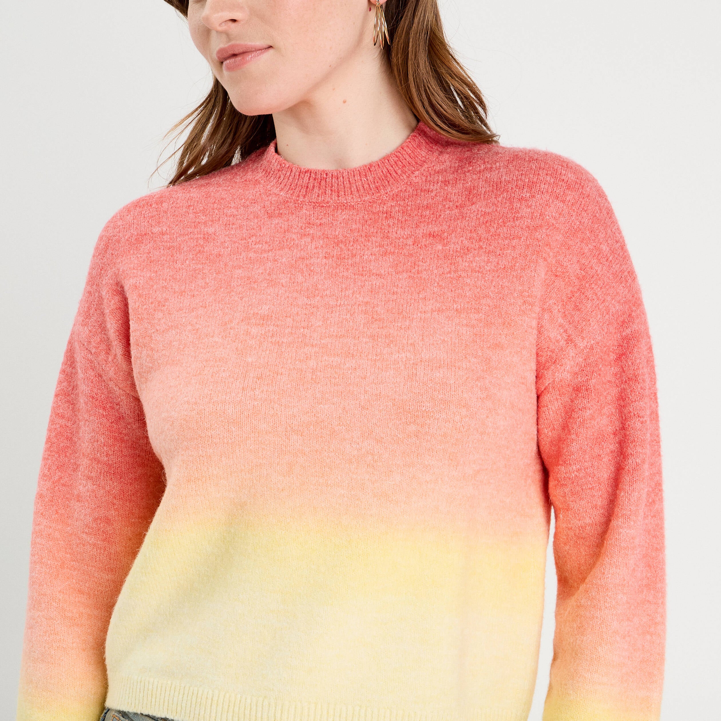 Pull manches longues rouge femme
