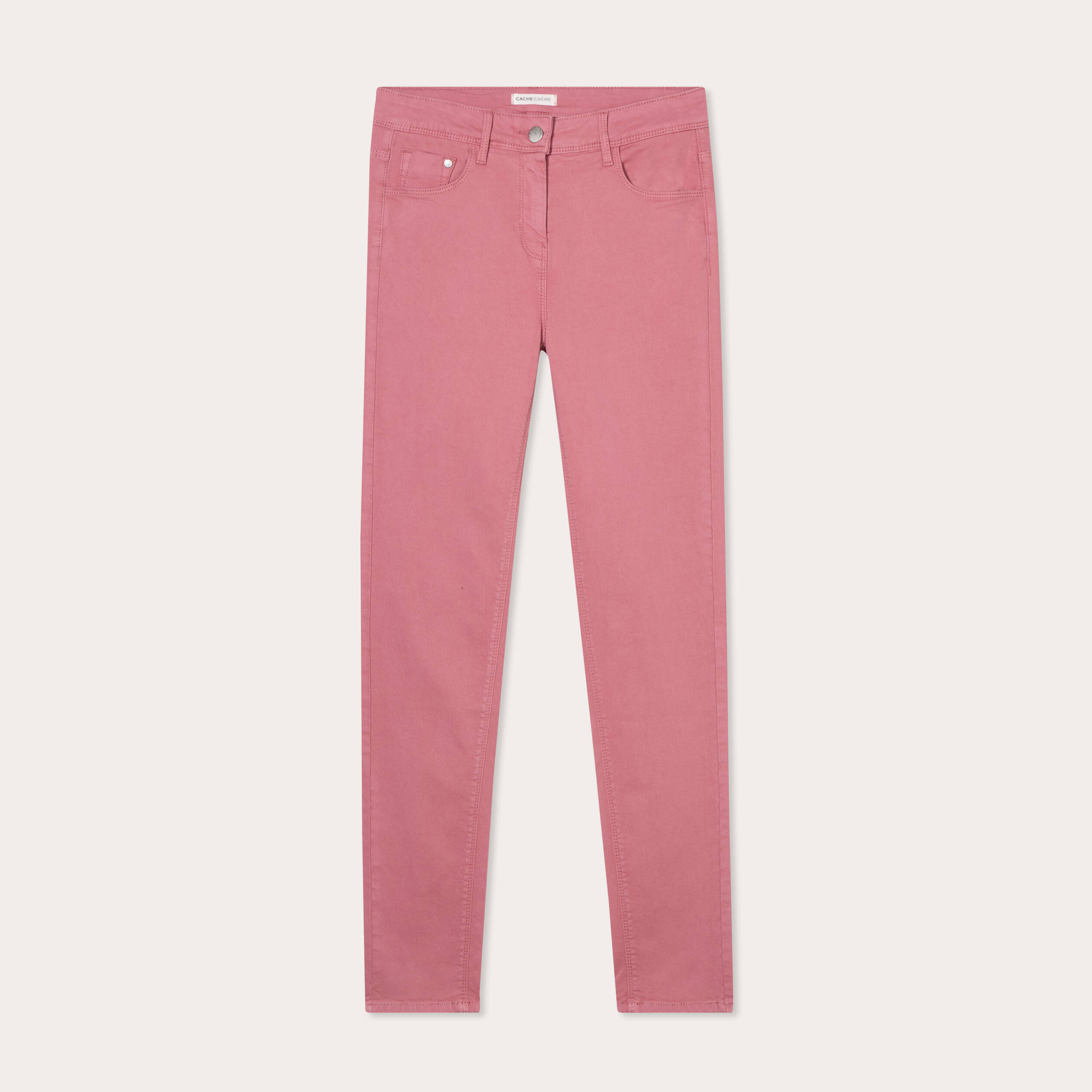 Jeans slim 5 poches vieux rose femme
