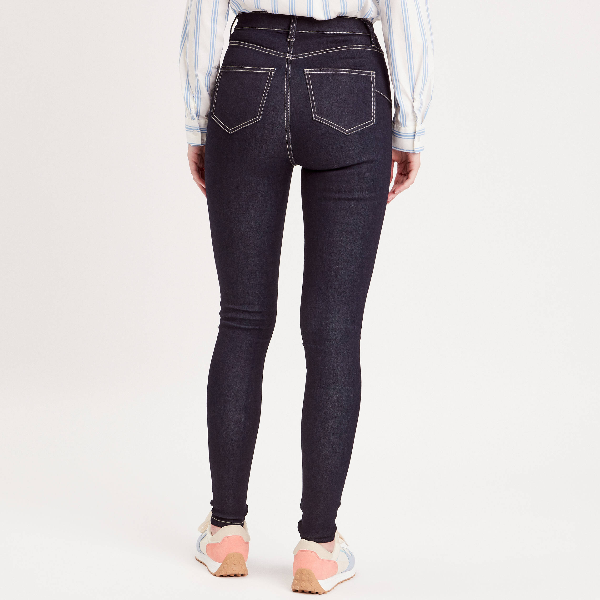 Jeans skinny taille &eacute;lastiqu&eacute;e denim brut femme