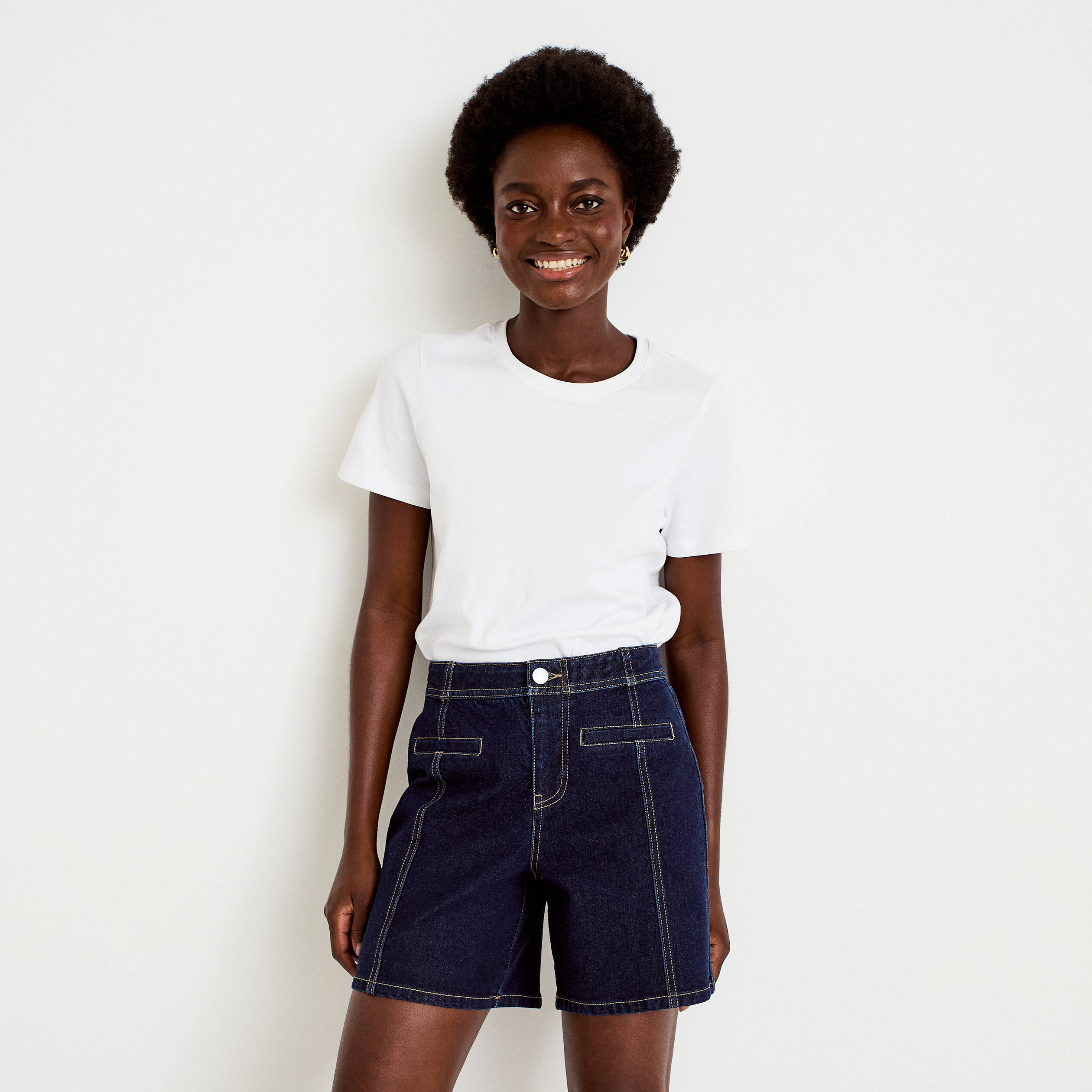 Short en jean denim brut femme