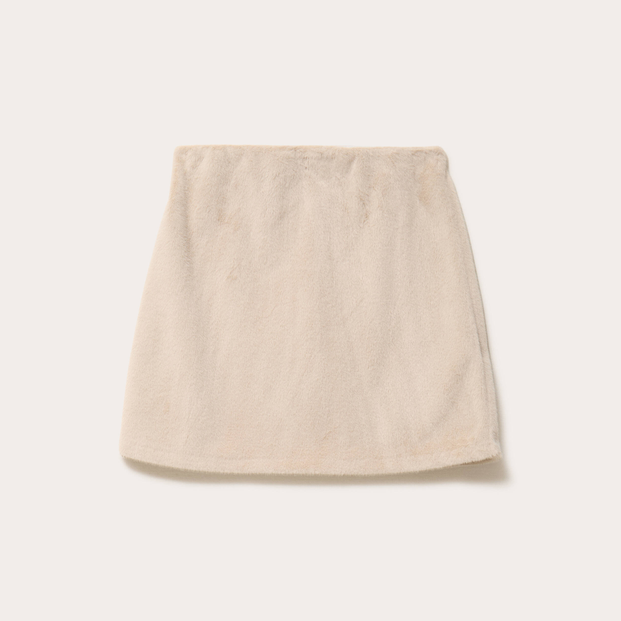 Jupe droite fausse fourrure sable femme