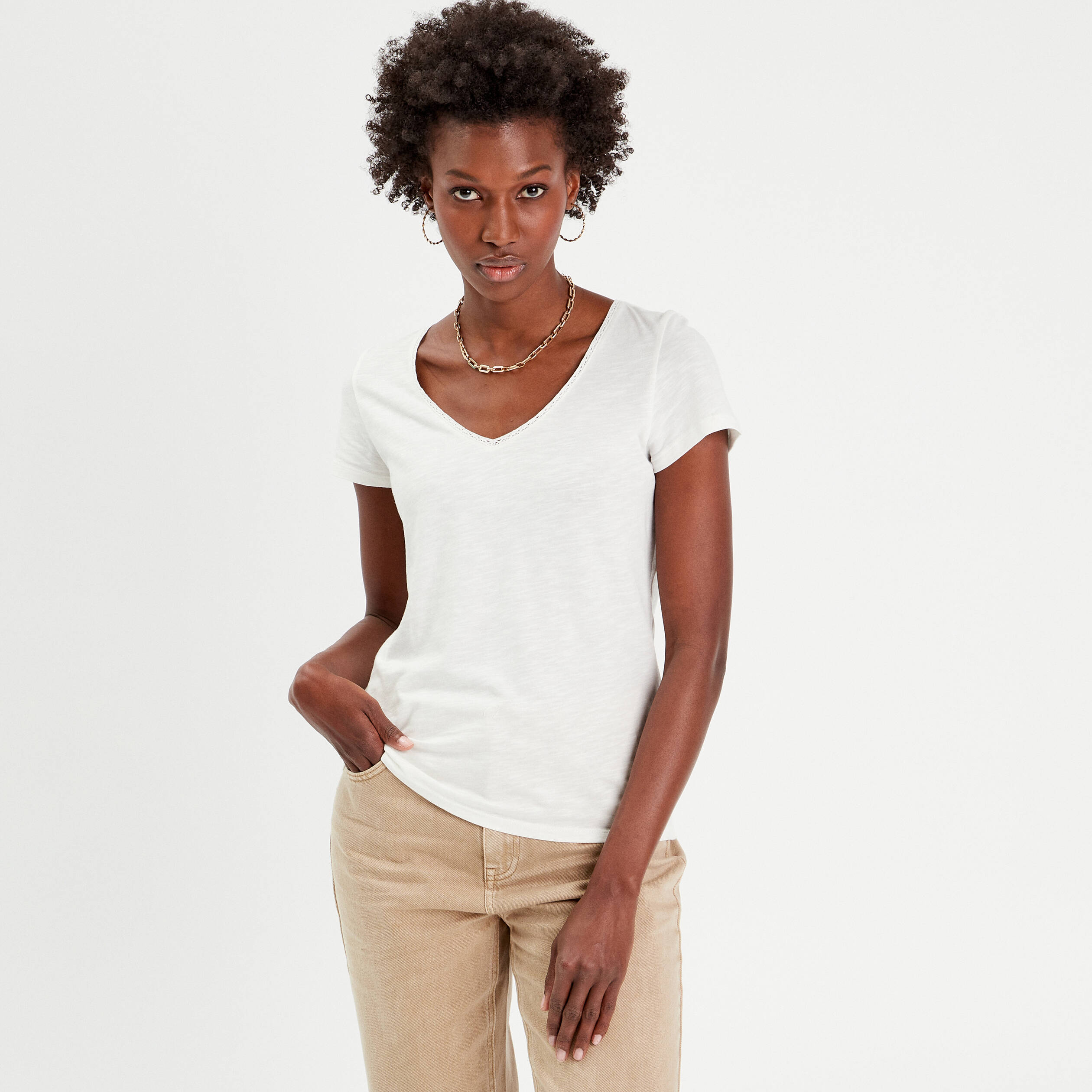 T-shirt Femme Manches Longues Côtelé - Col Rond, Coupe Ajustée Décontractée, En Tissu Doux, Pour Tous Les Jours