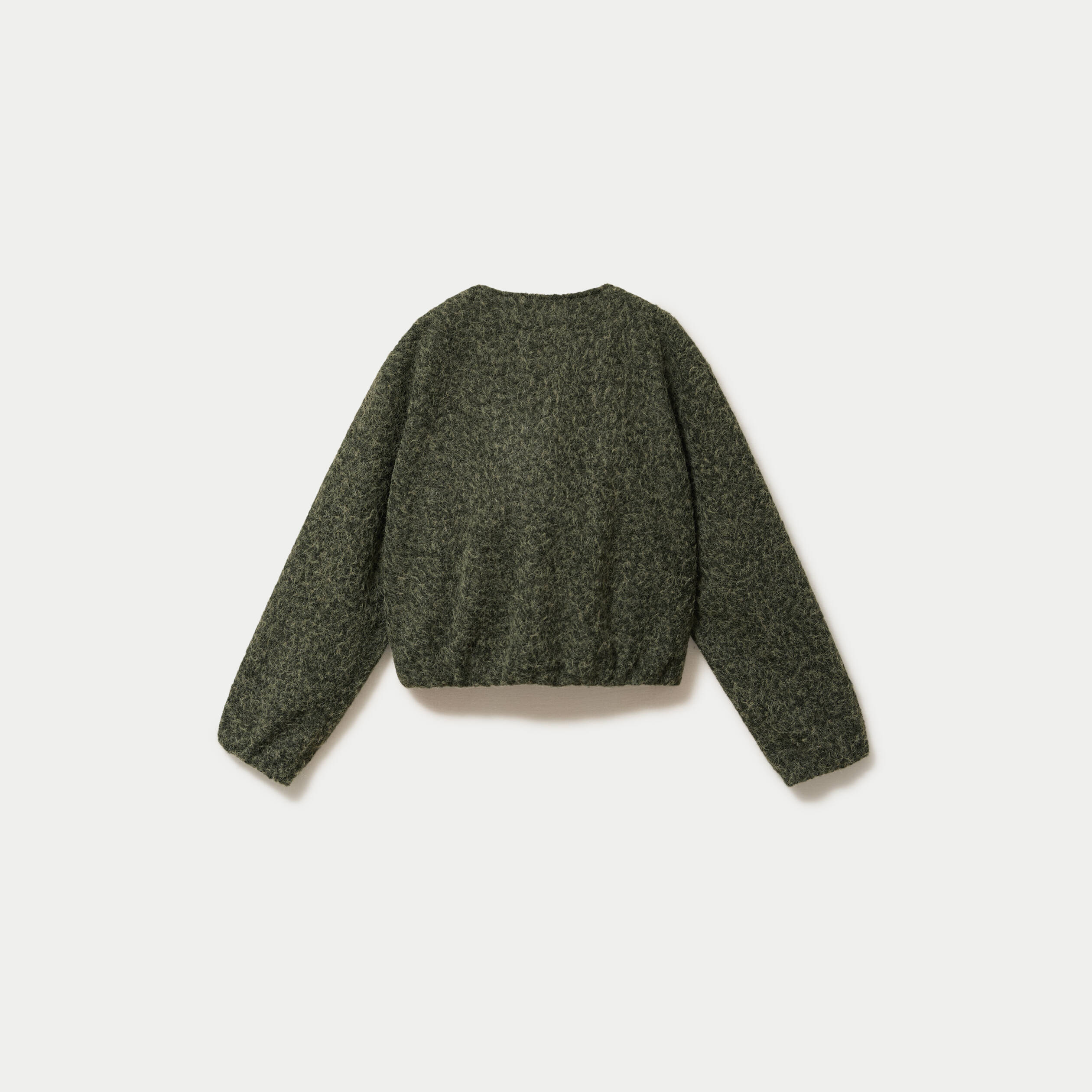 Veste cropped bas resserr&eacute; vert kaki femme