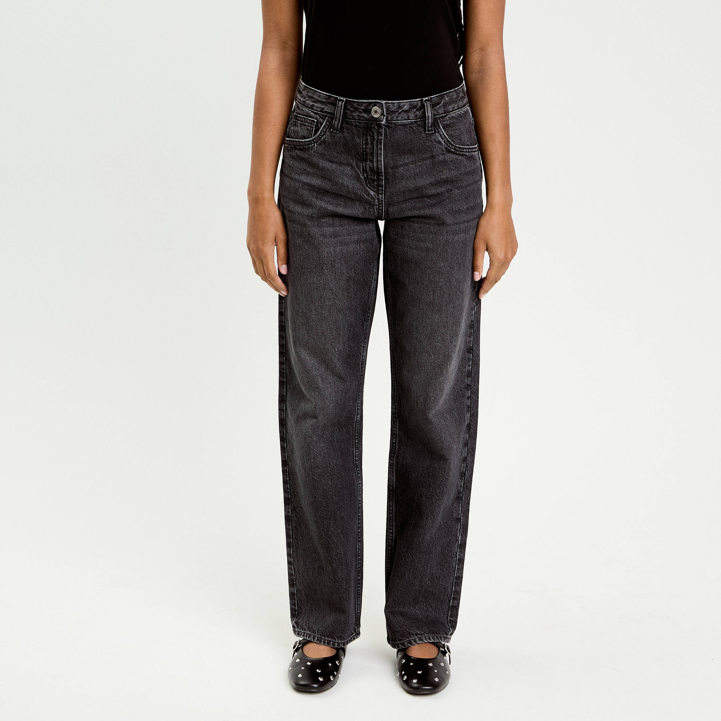 Jeans droit 5 poches denim snow noir femme