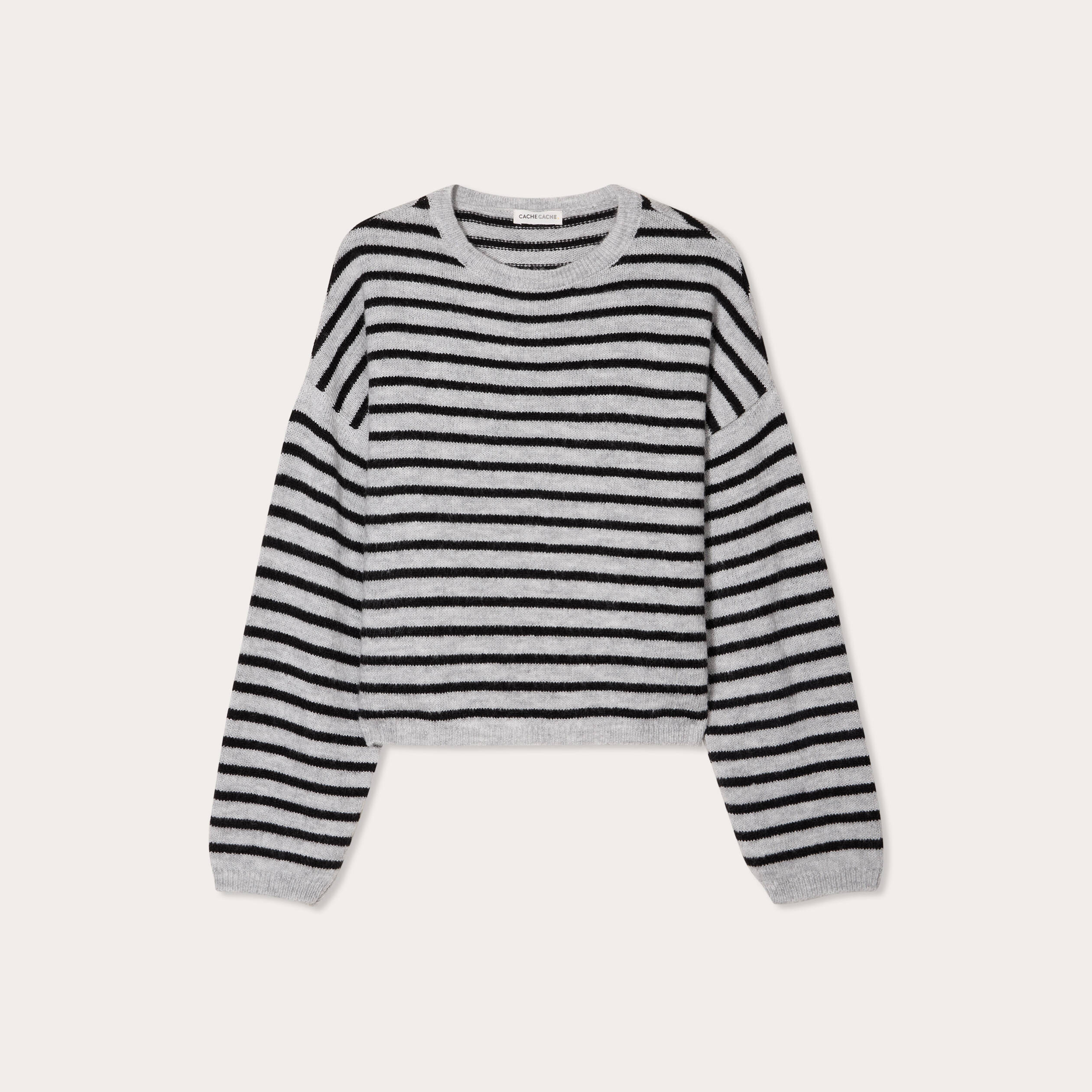 Pull manches longues gris clair femme