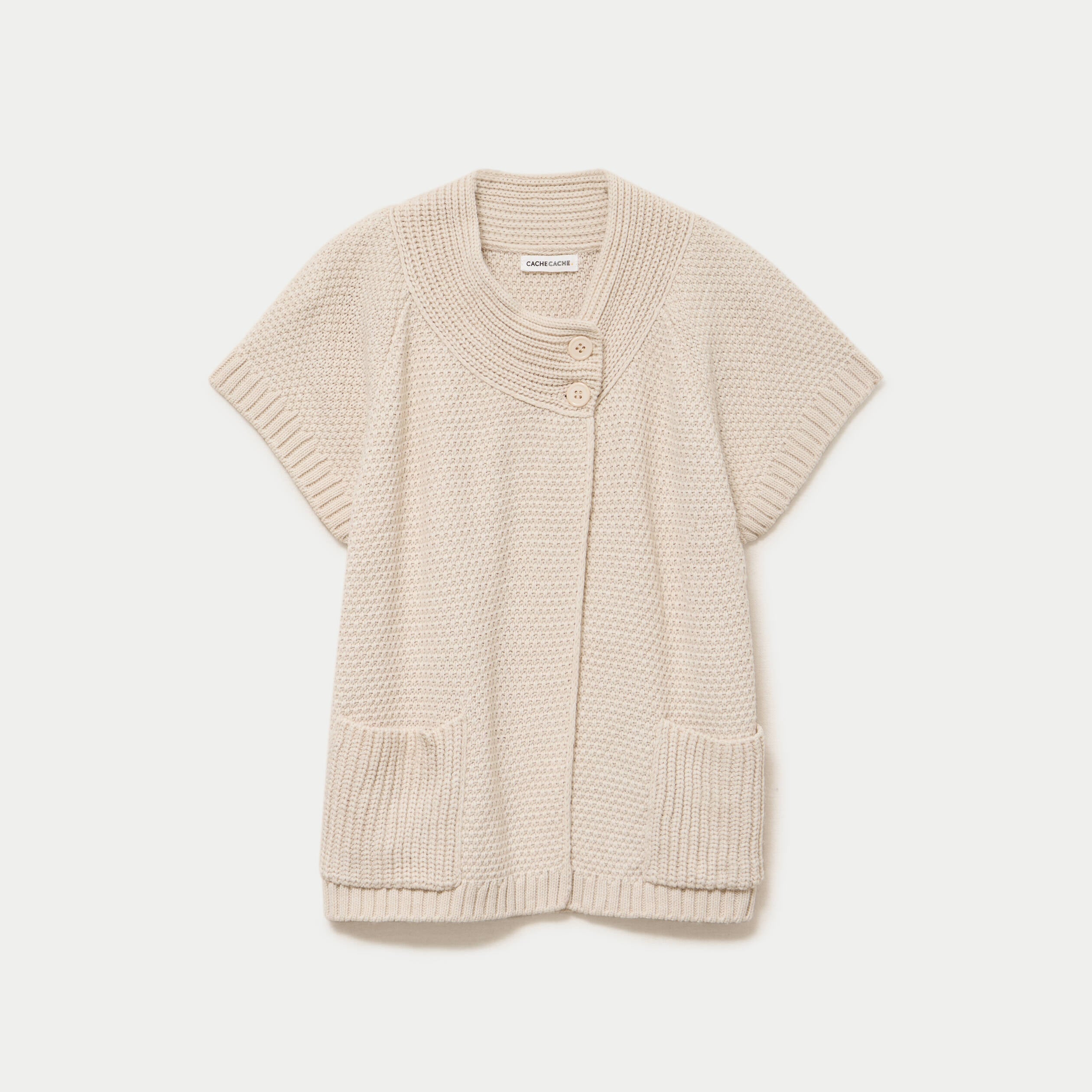 Gilet sans manches col montant beige femme