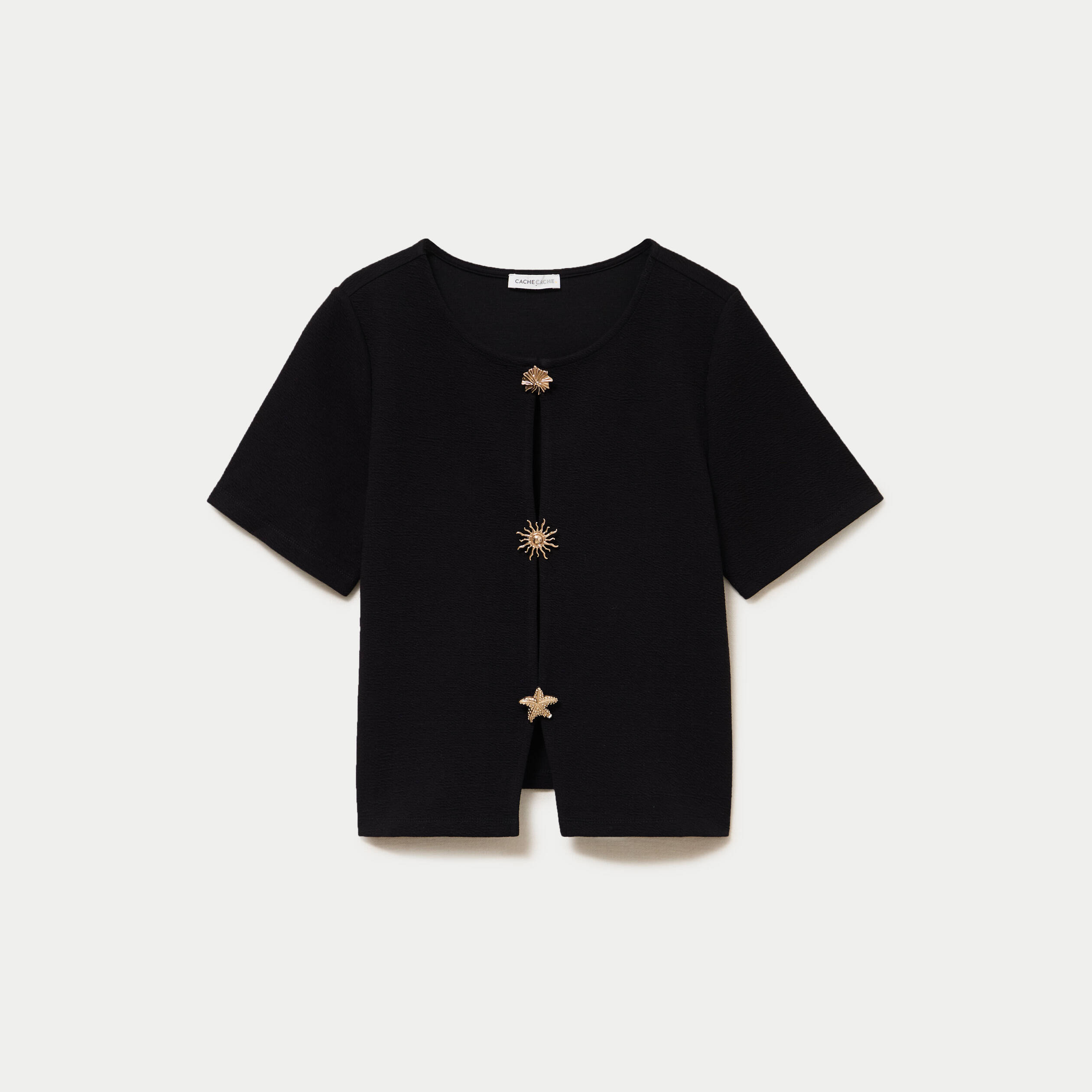 Gilet droit court manches courtes noir femme
