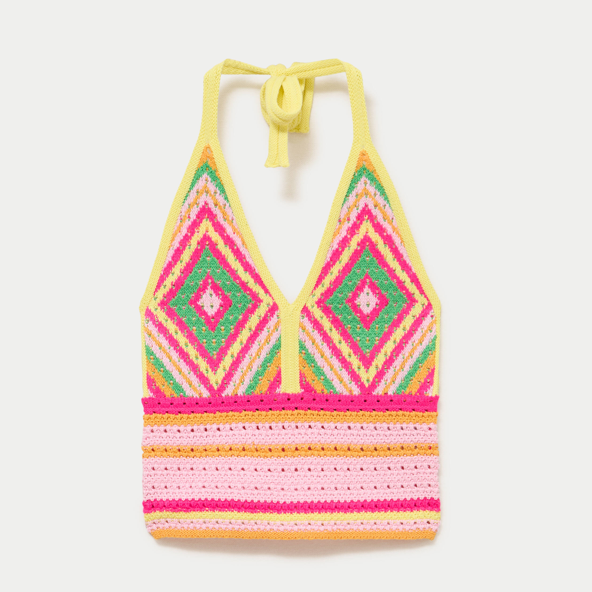 D&eacute;bardeur crochet cropped multicolore femme