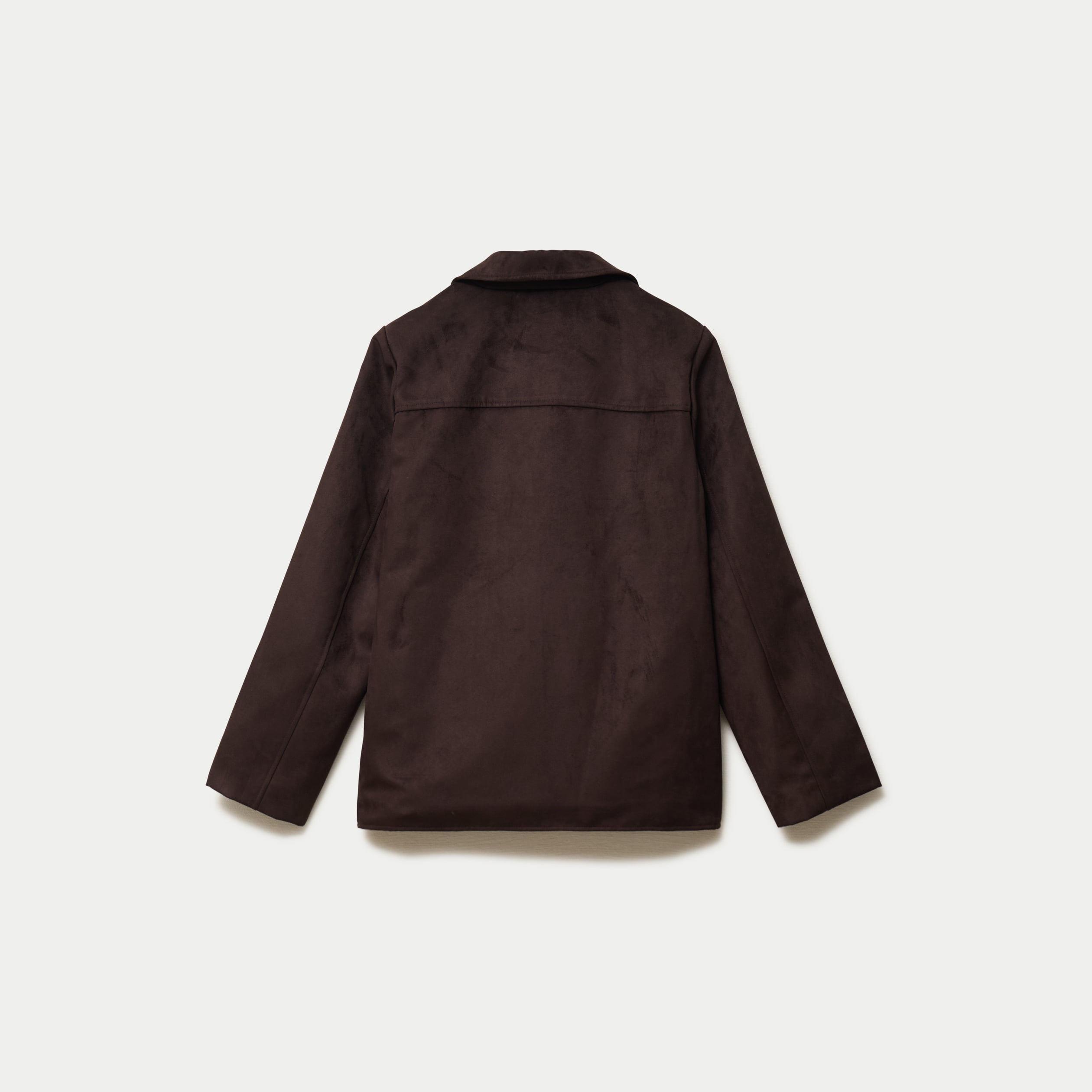 Blazer oversize manches longues daim marron chocolat femme