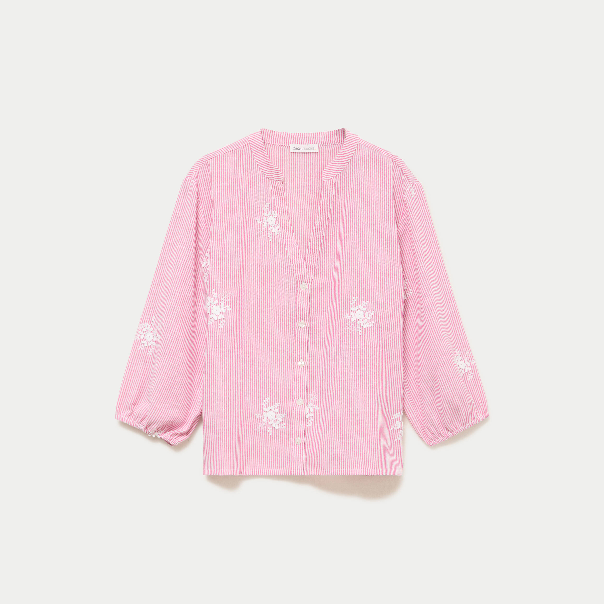 Blouse col tunisien rose femme