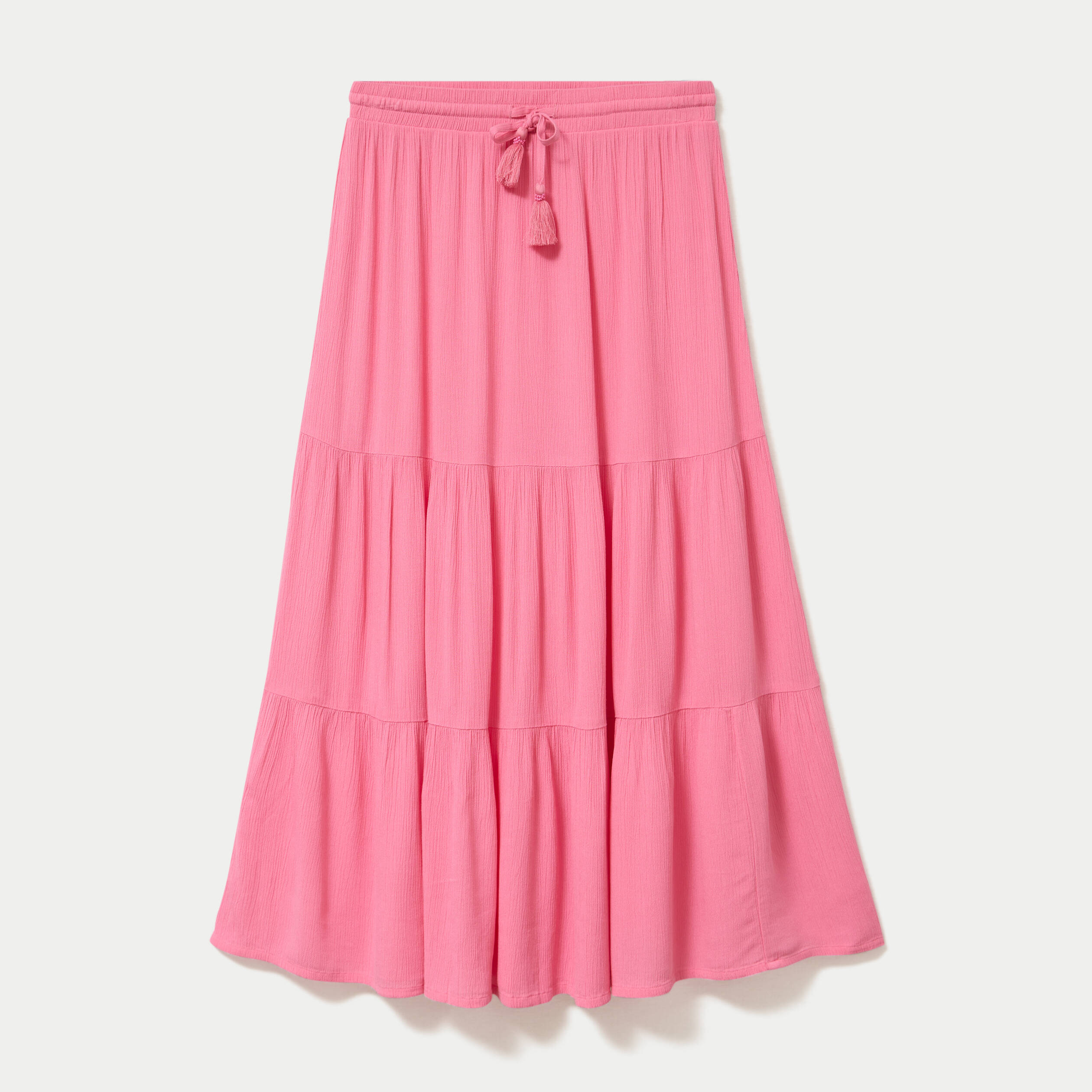 Jupe longue pliss&eacute;e &eacute;vas&eacute;e rose vif femme