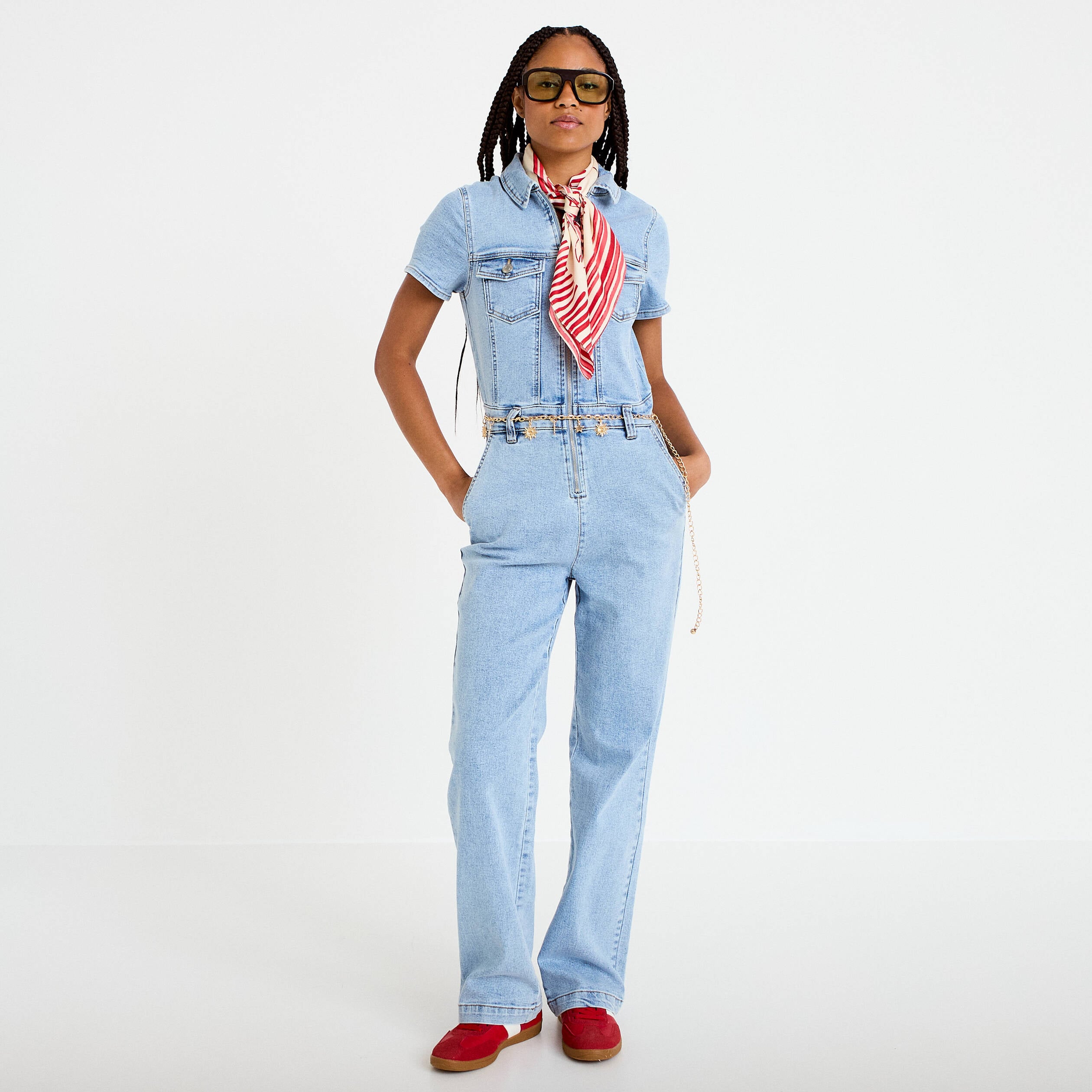 Combinaison pantalon en jean denim triple stone femme